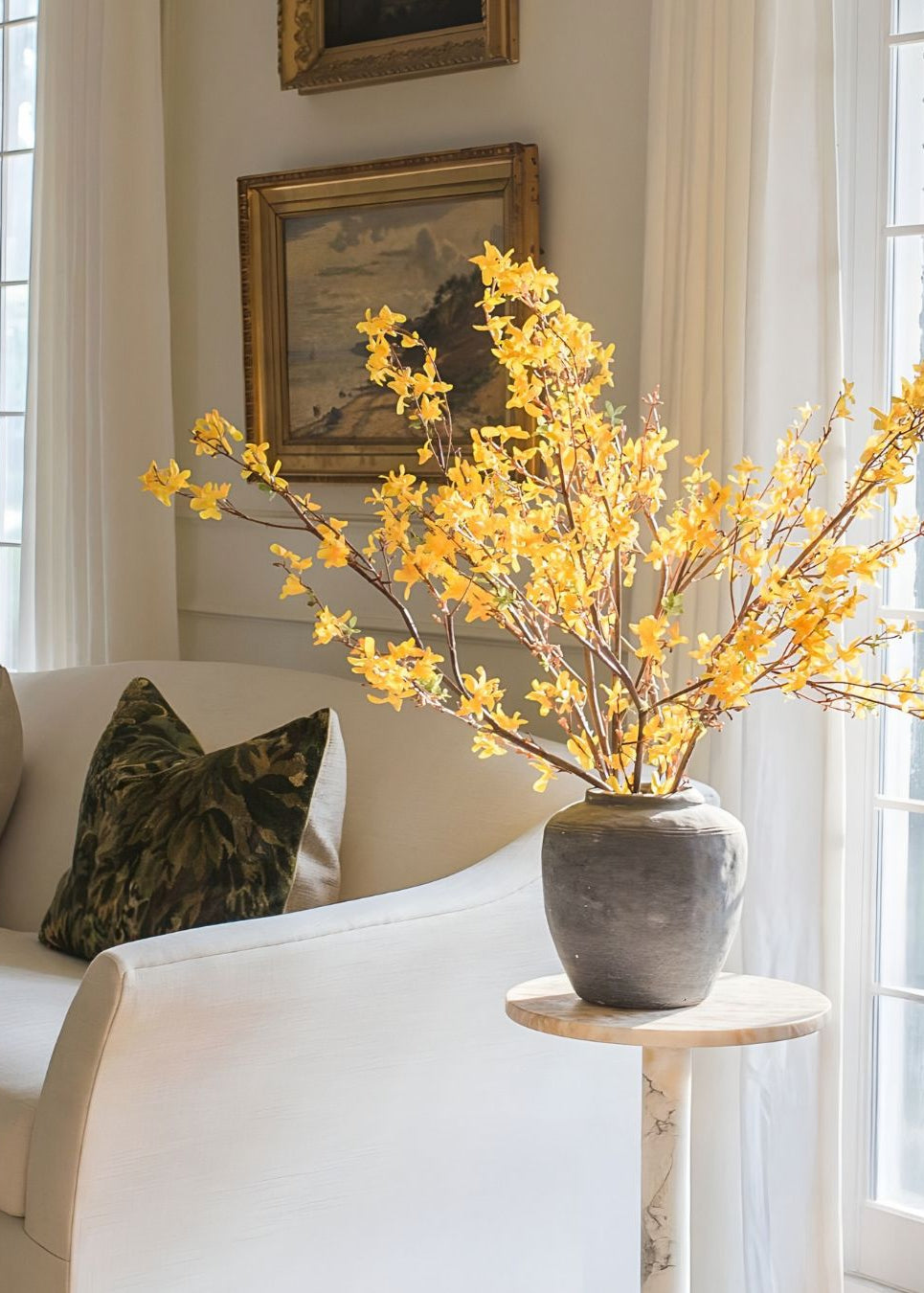 Golden Yellow Artificial Forsythia Branch for Home Decor