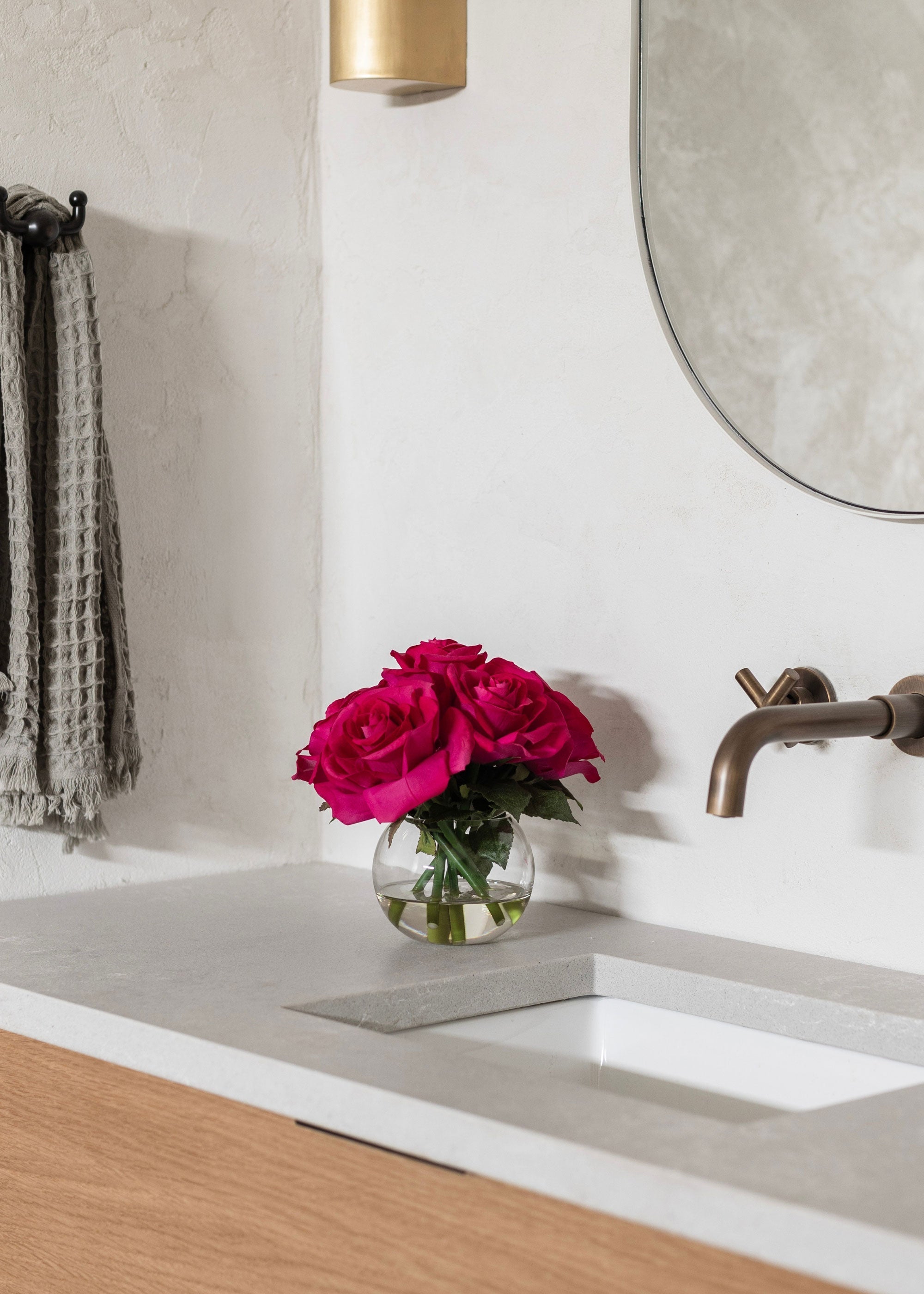 Clear Real Touch Artificial Rose Arrangement for Home Decor