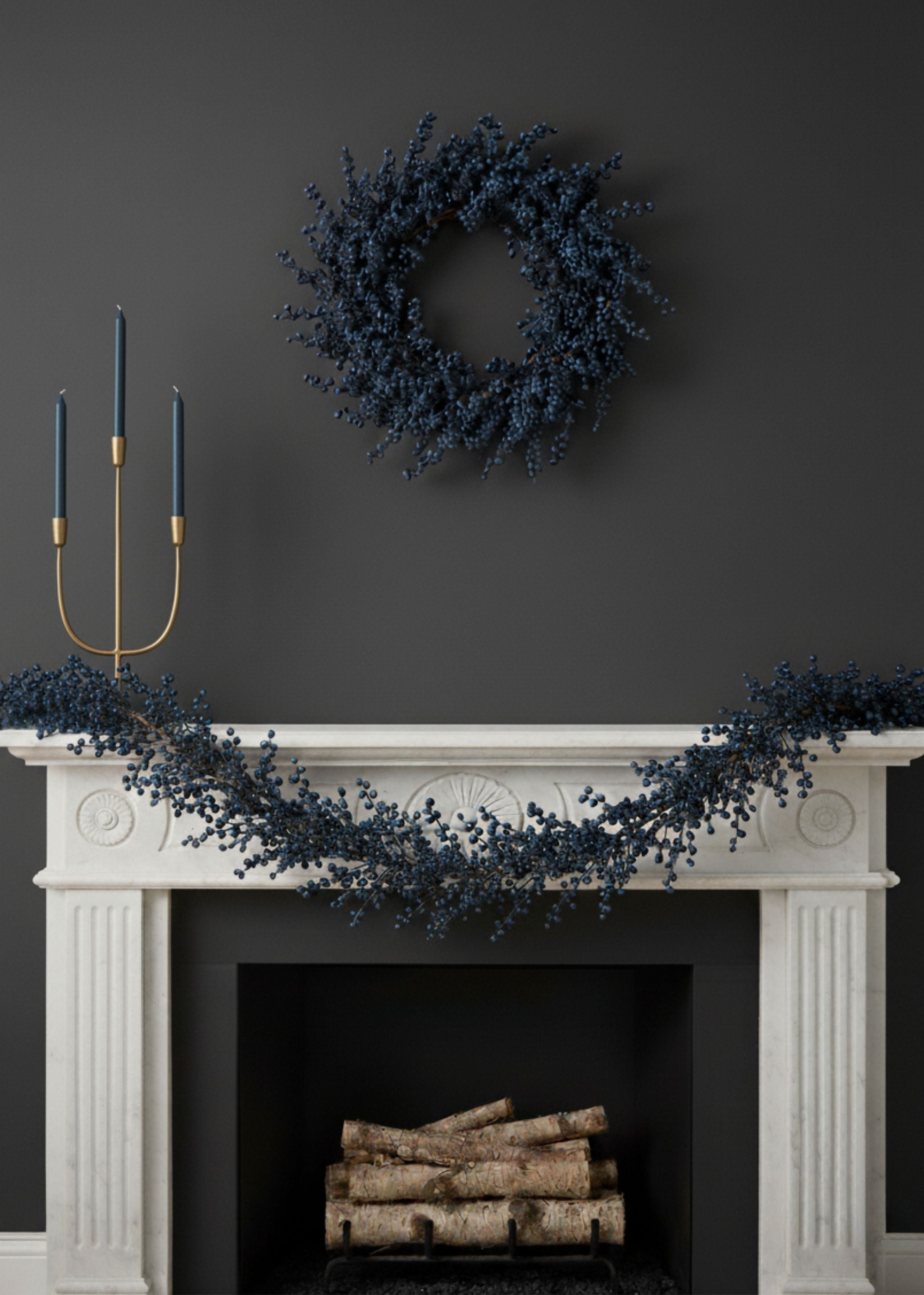 Blue Artificial Berry Wreath for Home Decor