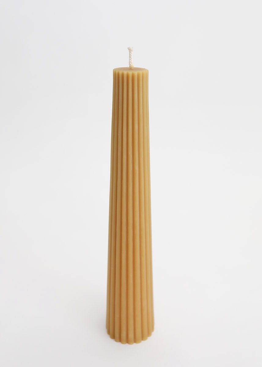 Natural Tall Natural Beeswax Fluted Pillar Candle for Vase Styling