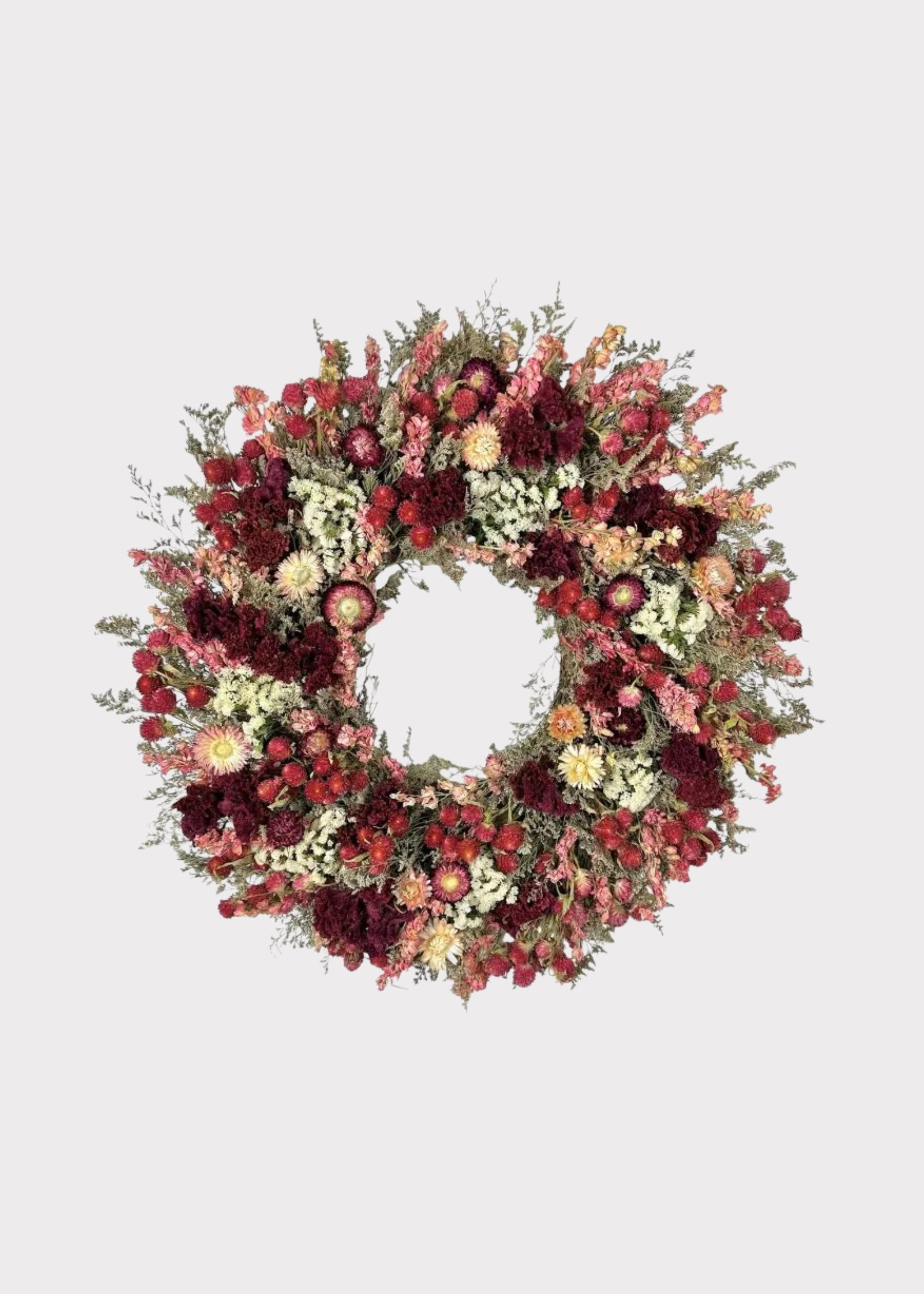 Pink Dried and Red Mixed Floral Wreath for Vase Styling