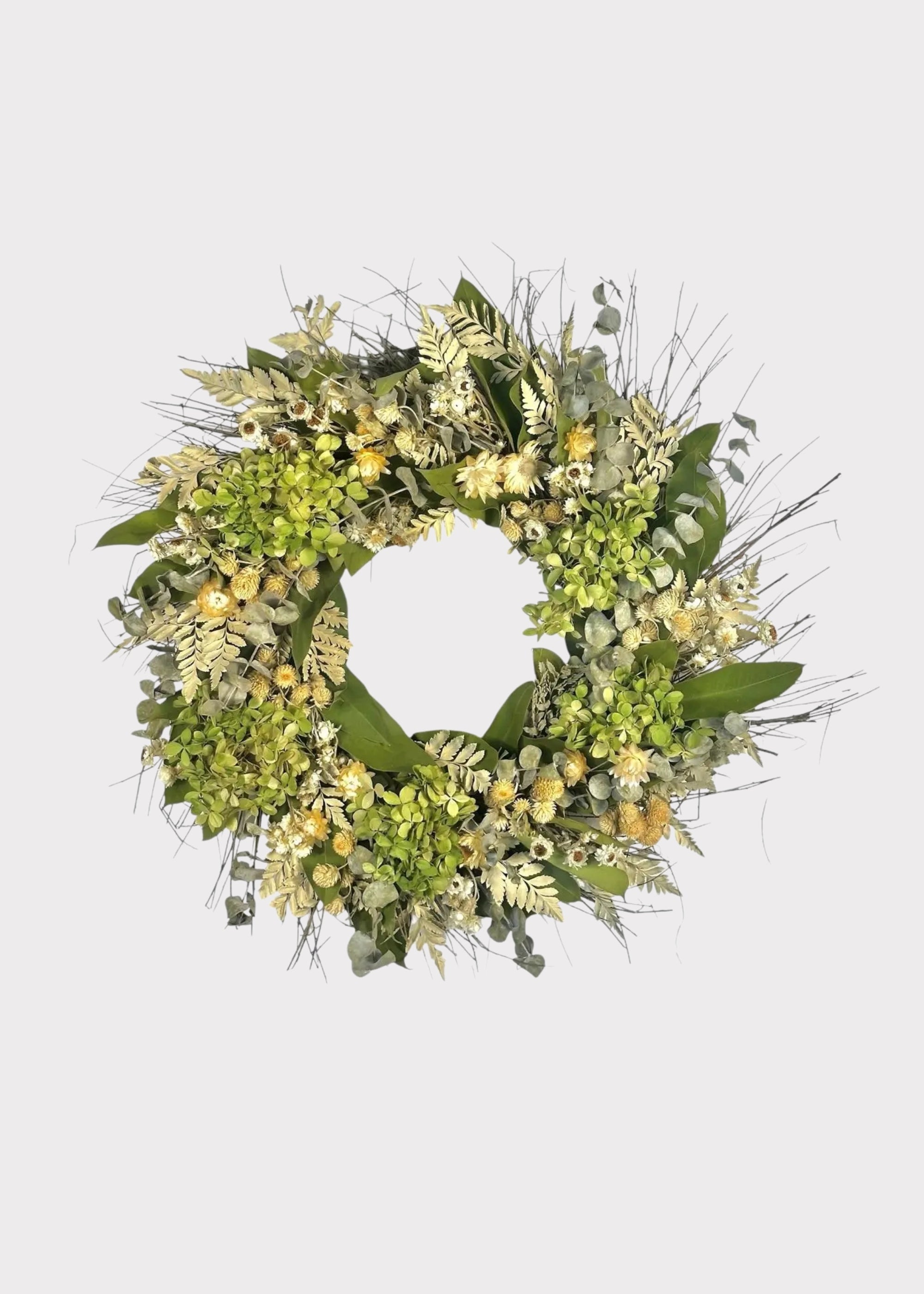 Cream Green Dried Eucalyptus Wreath for Vase Styling