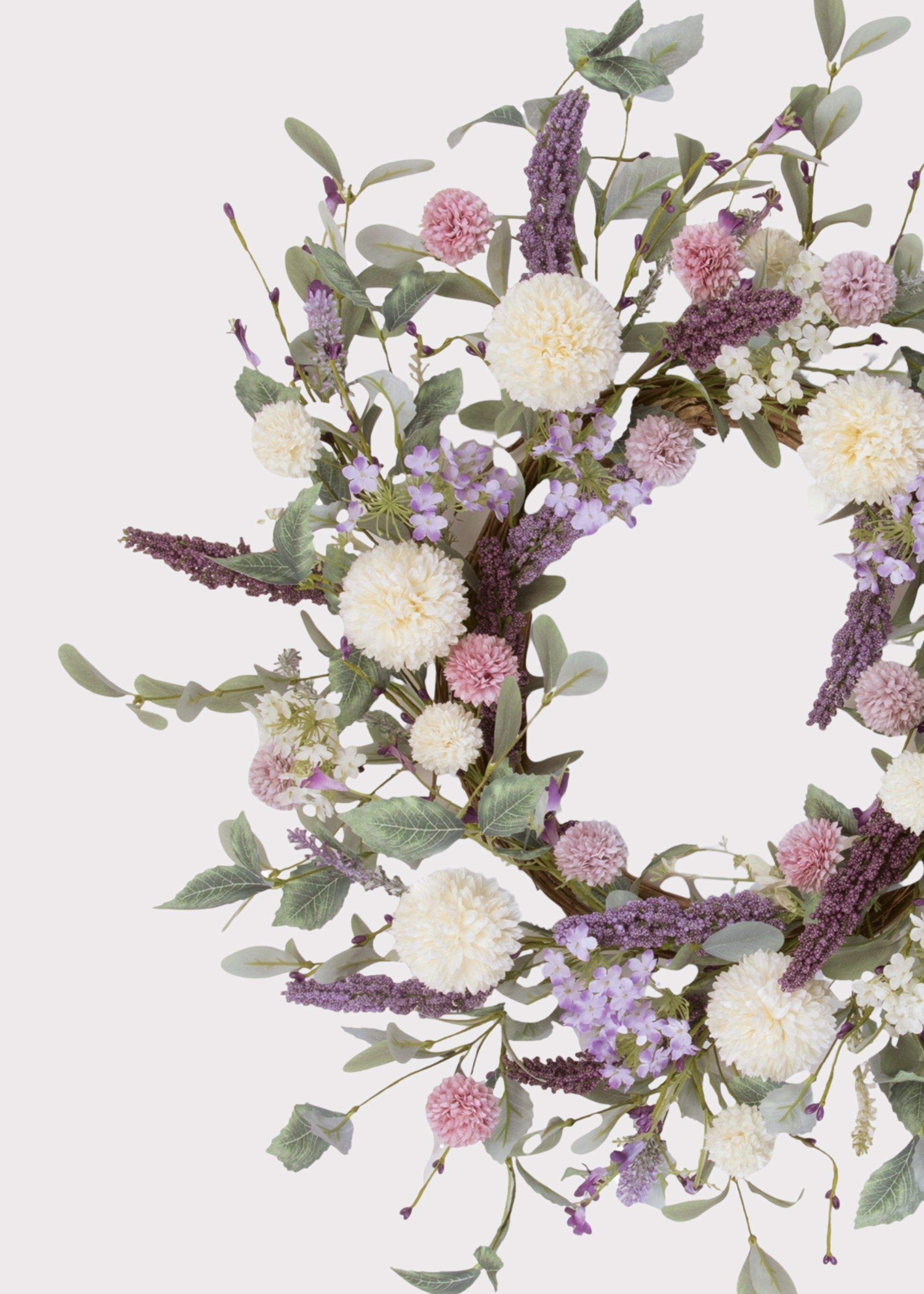 Cream Artificial Dahlia Wreath for Home Decor