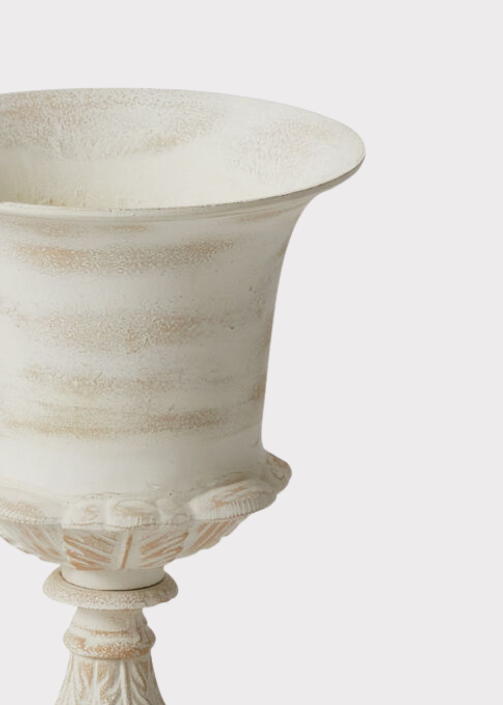 White Distressed Metal Urn Vase for Wedding Decor