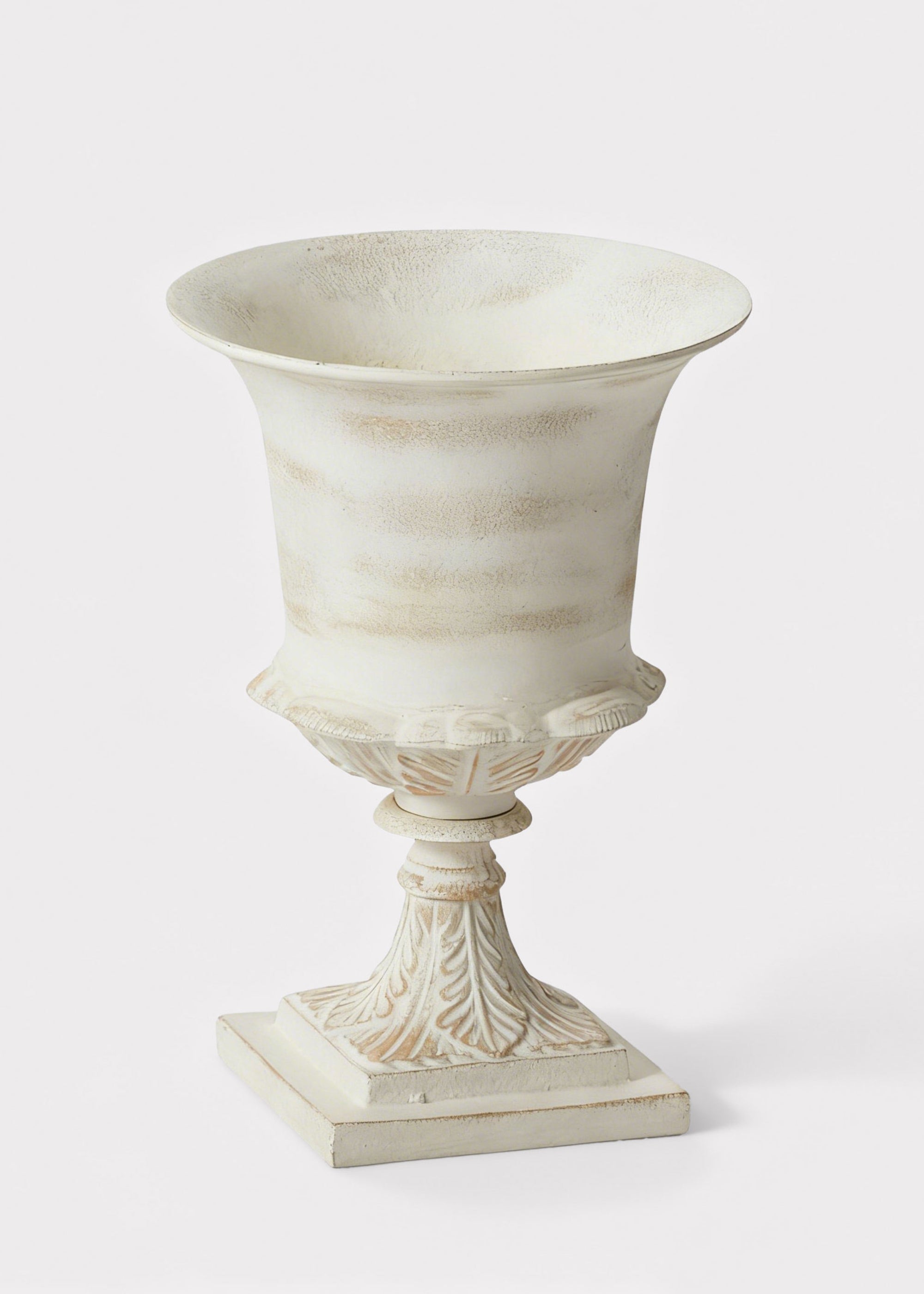 White Distressed Metal Urn Vase for Vase Styling