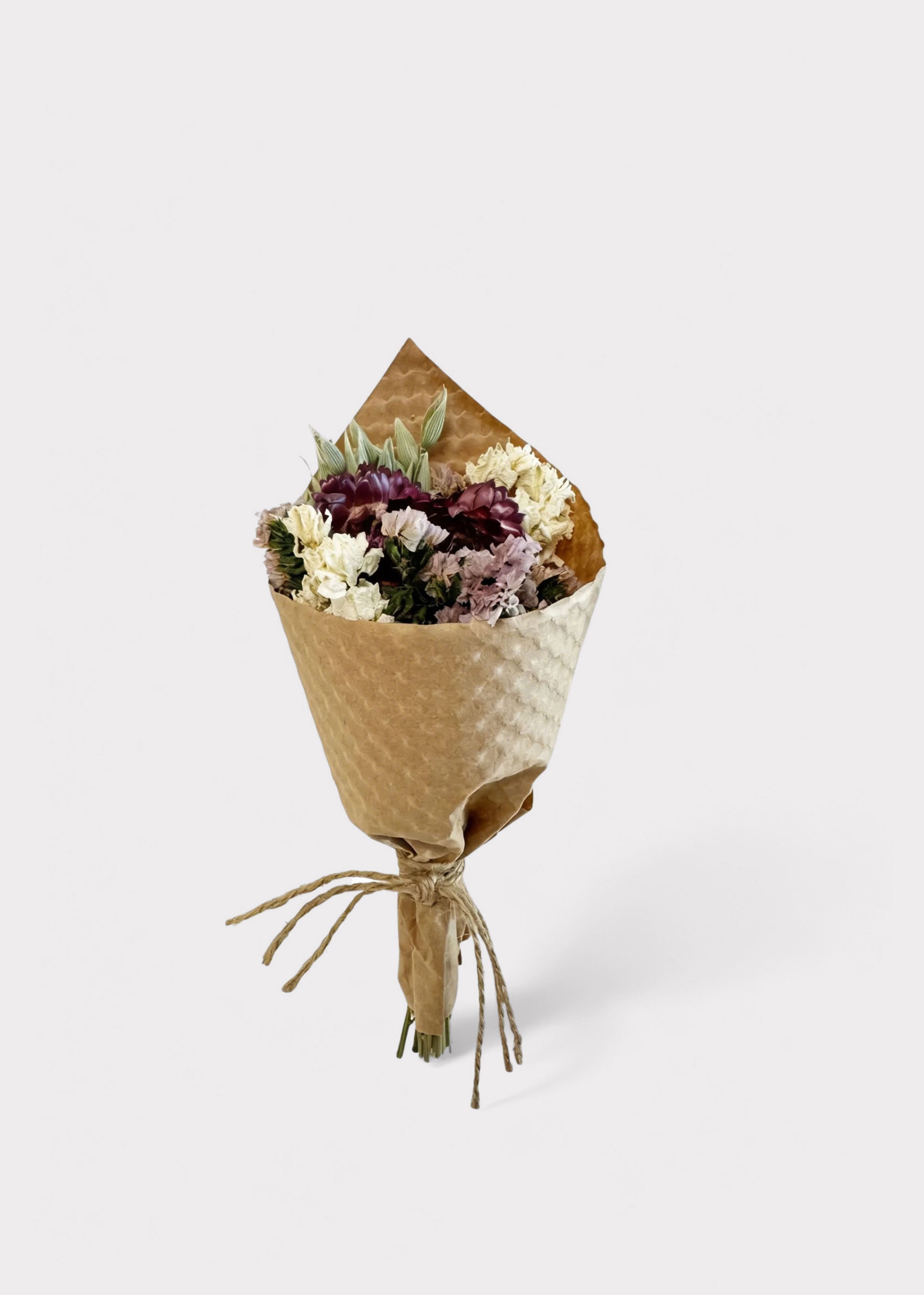 Cream Dried Mini Purple and Cream Wildflower Bouquet for Table Centerpiece