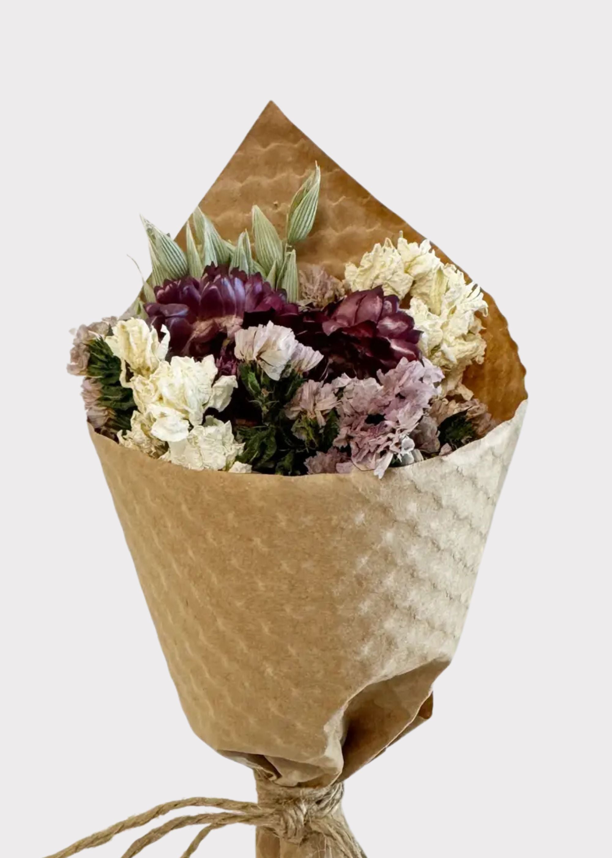 Cream Dried Mini Purple and Cream Wildflower Bouquet for Vase Styling
