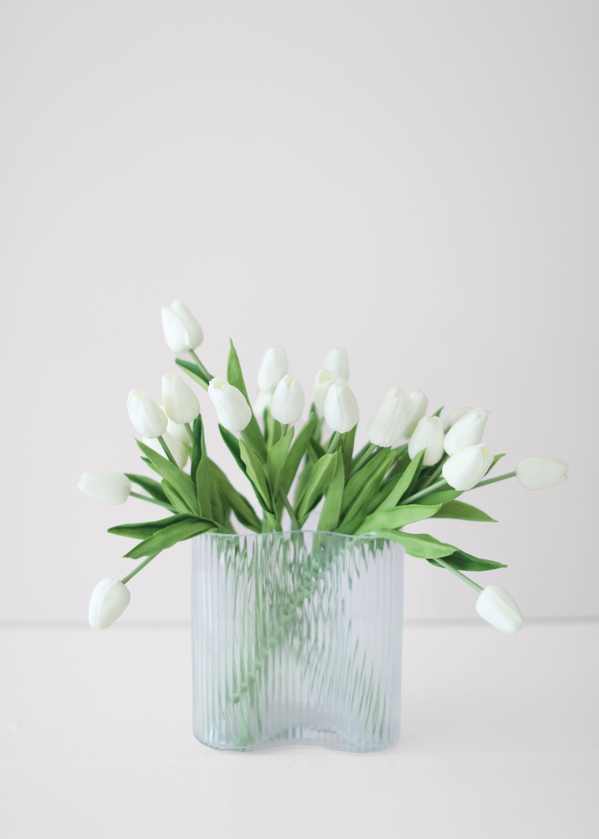 White Real Touch Artificial Tulip Arrangement for Home Decor