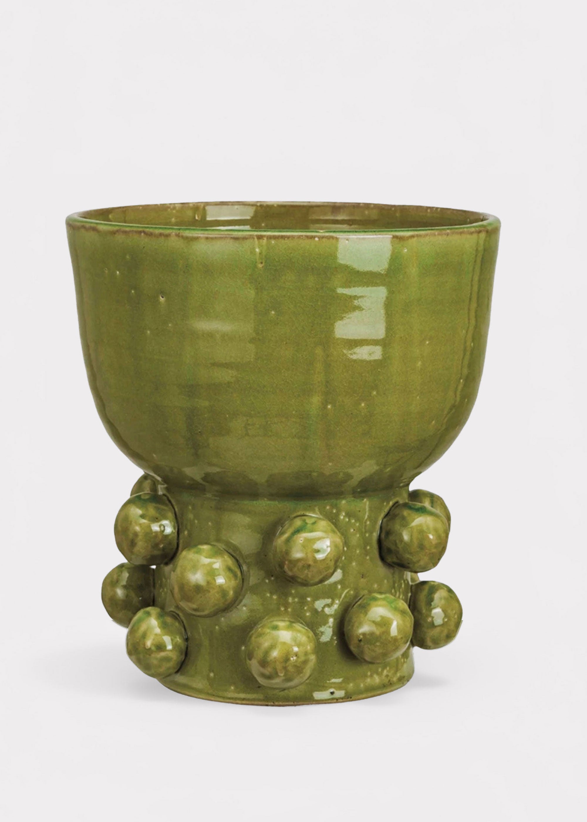 Green Handmade Terra Cotta Hobnail Footed Vase for Vase Styling