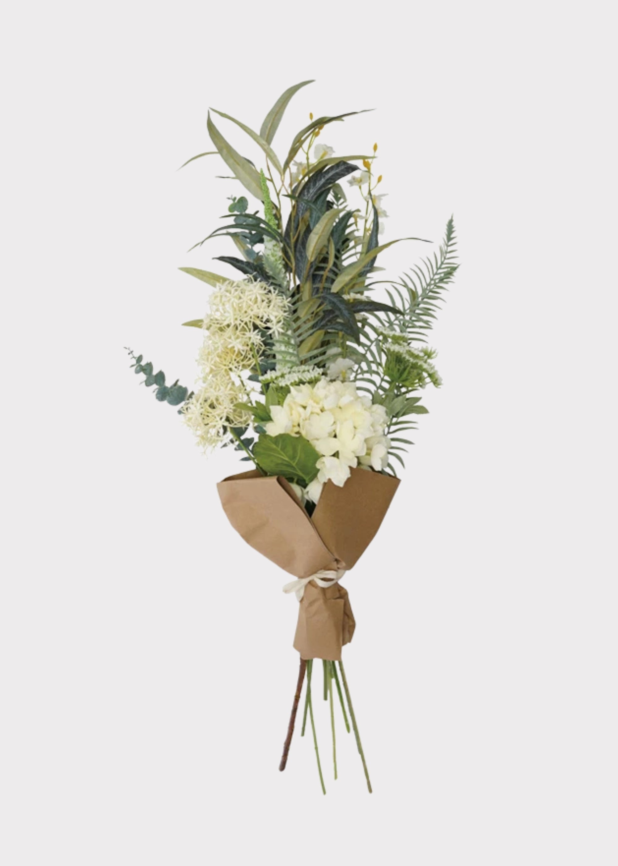 Cream Green Artificial Leaf Bouquet for Table Centerpiece