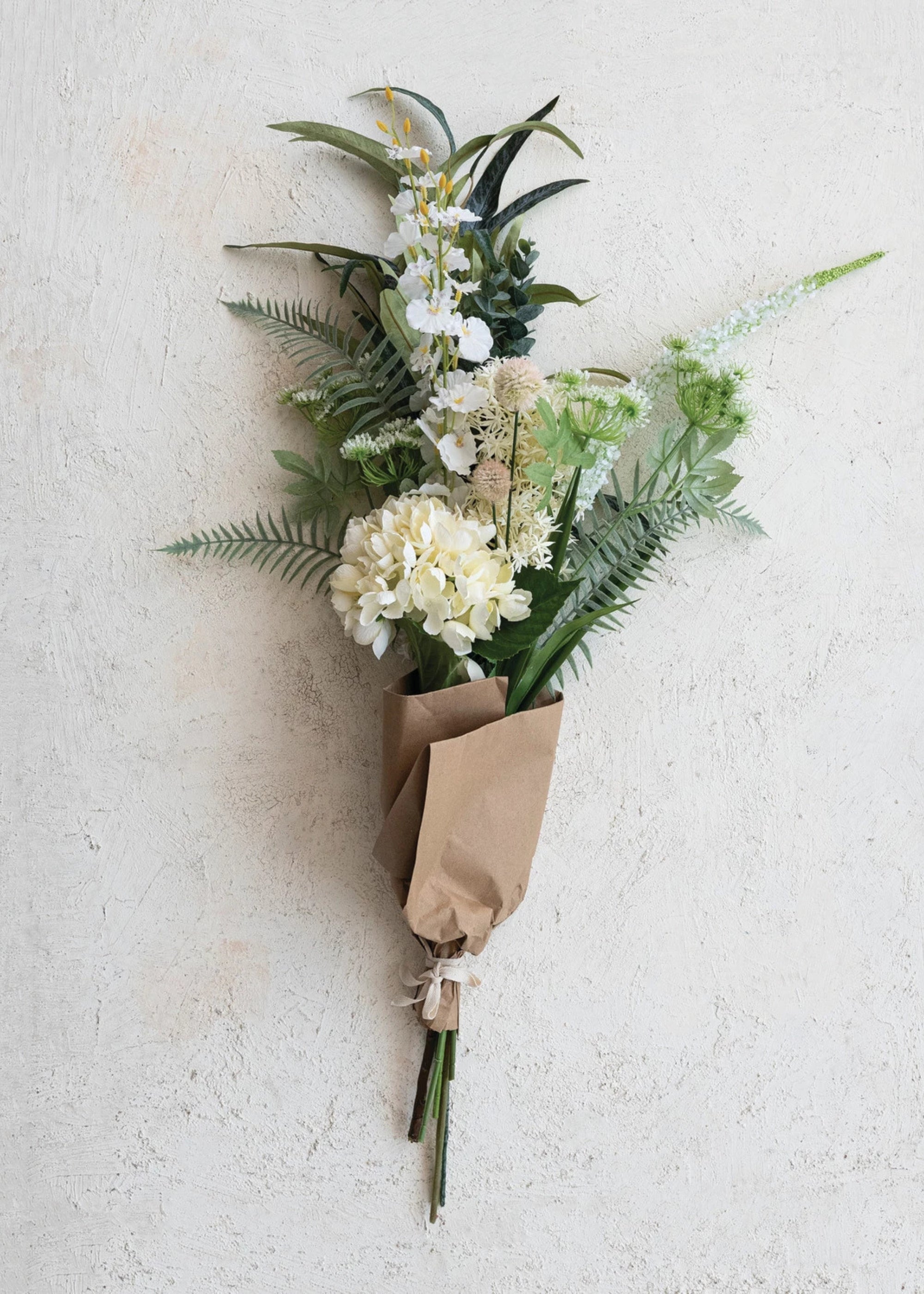 Cream Green Artificial Leaf Bouquet for Home Decor
