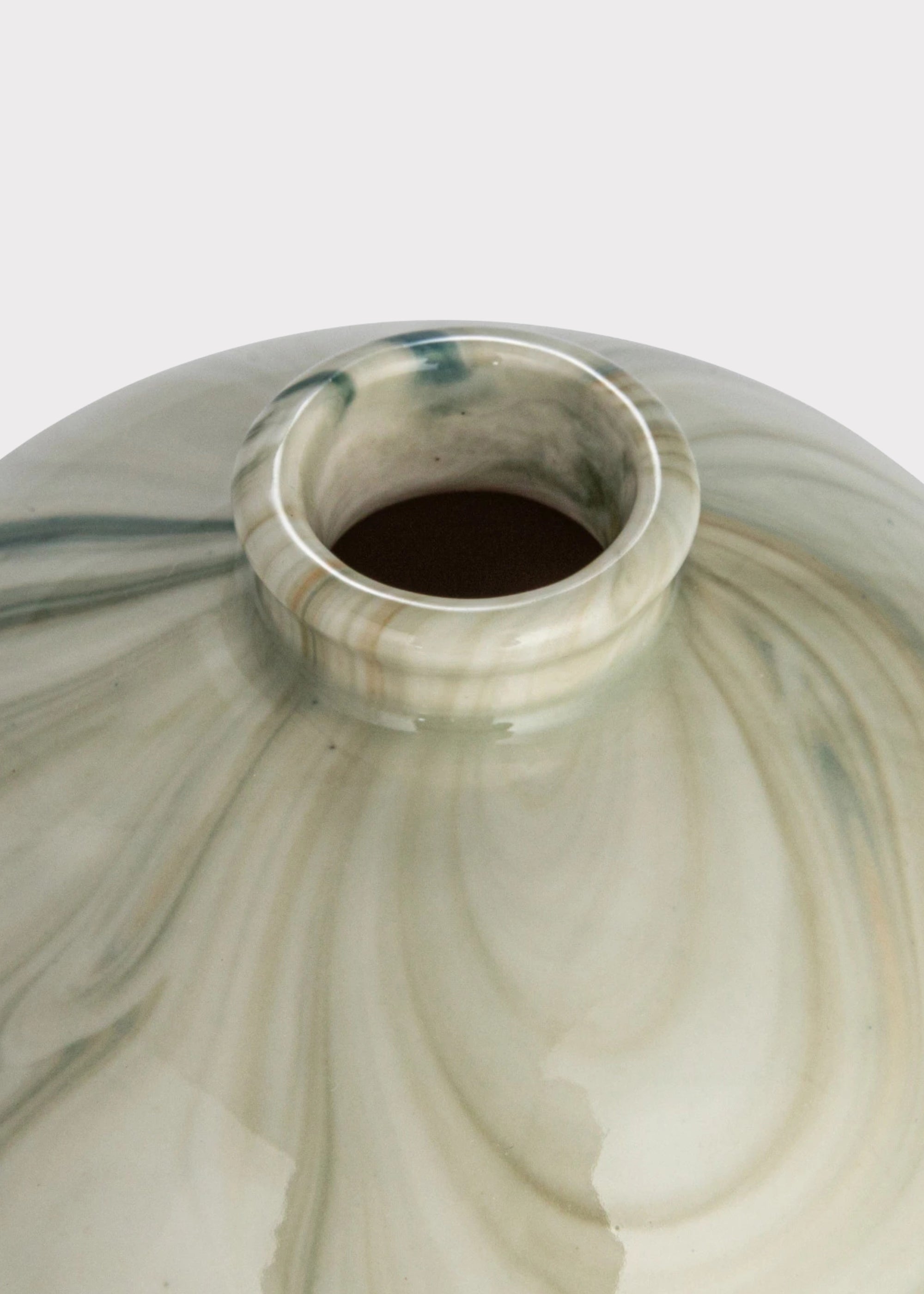 Small Set Marbled Stoneware Glazed Bud Vases for Entryway Arrangement
