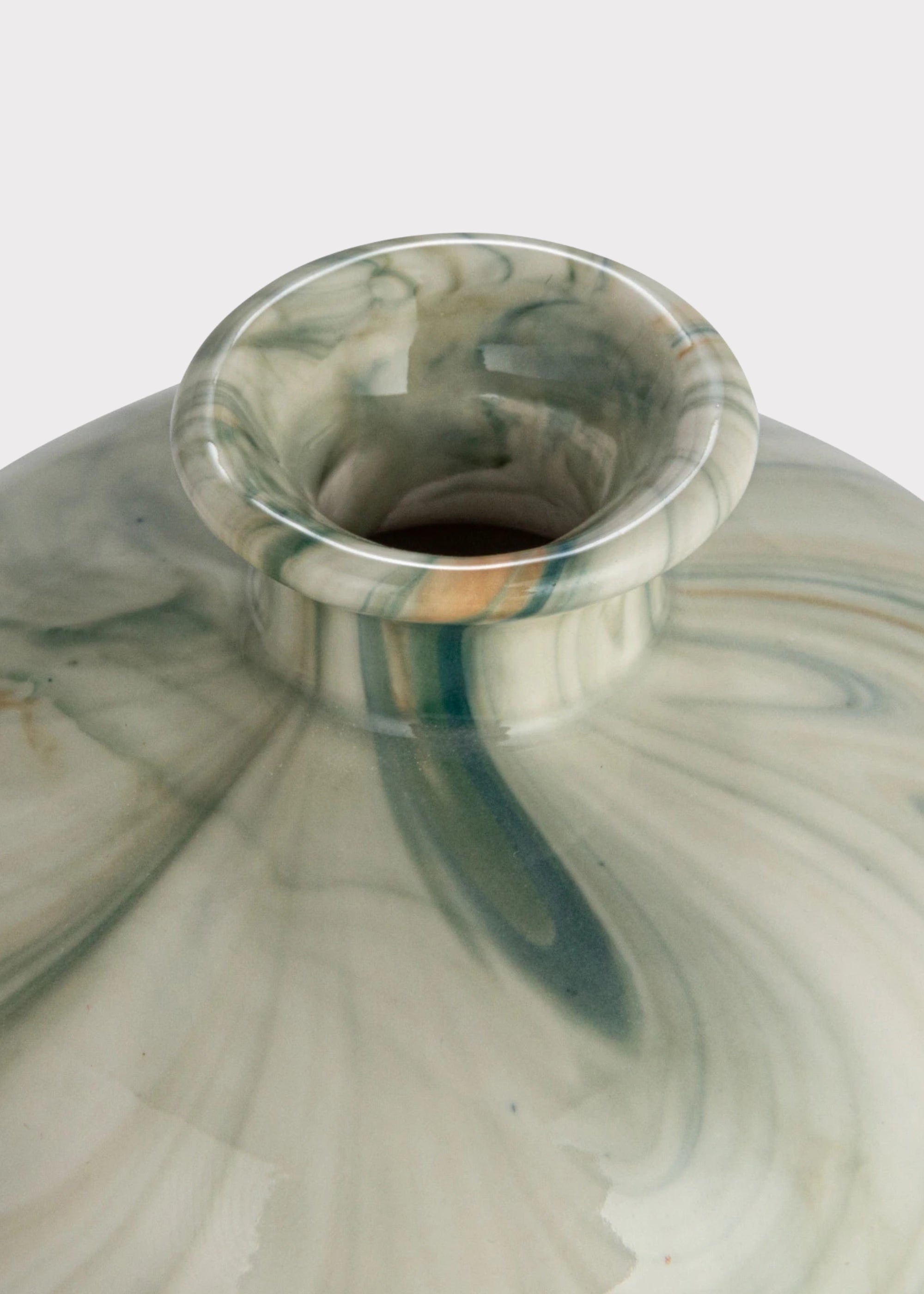 Small Set Marbled Stoneware Glazed Bud Vases for Table Centerpiece