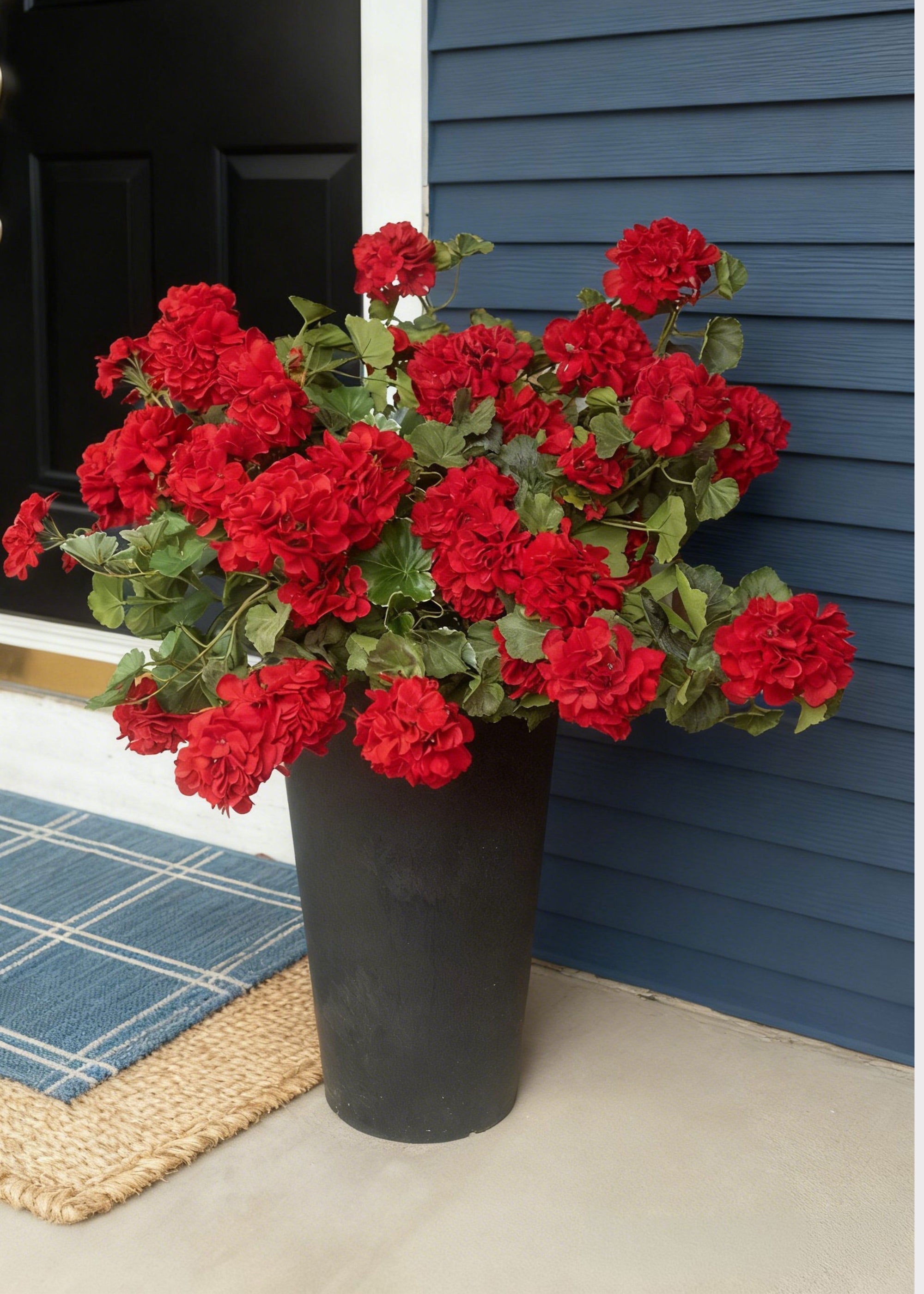 Red Artificial Geranium Bush for Home Decor