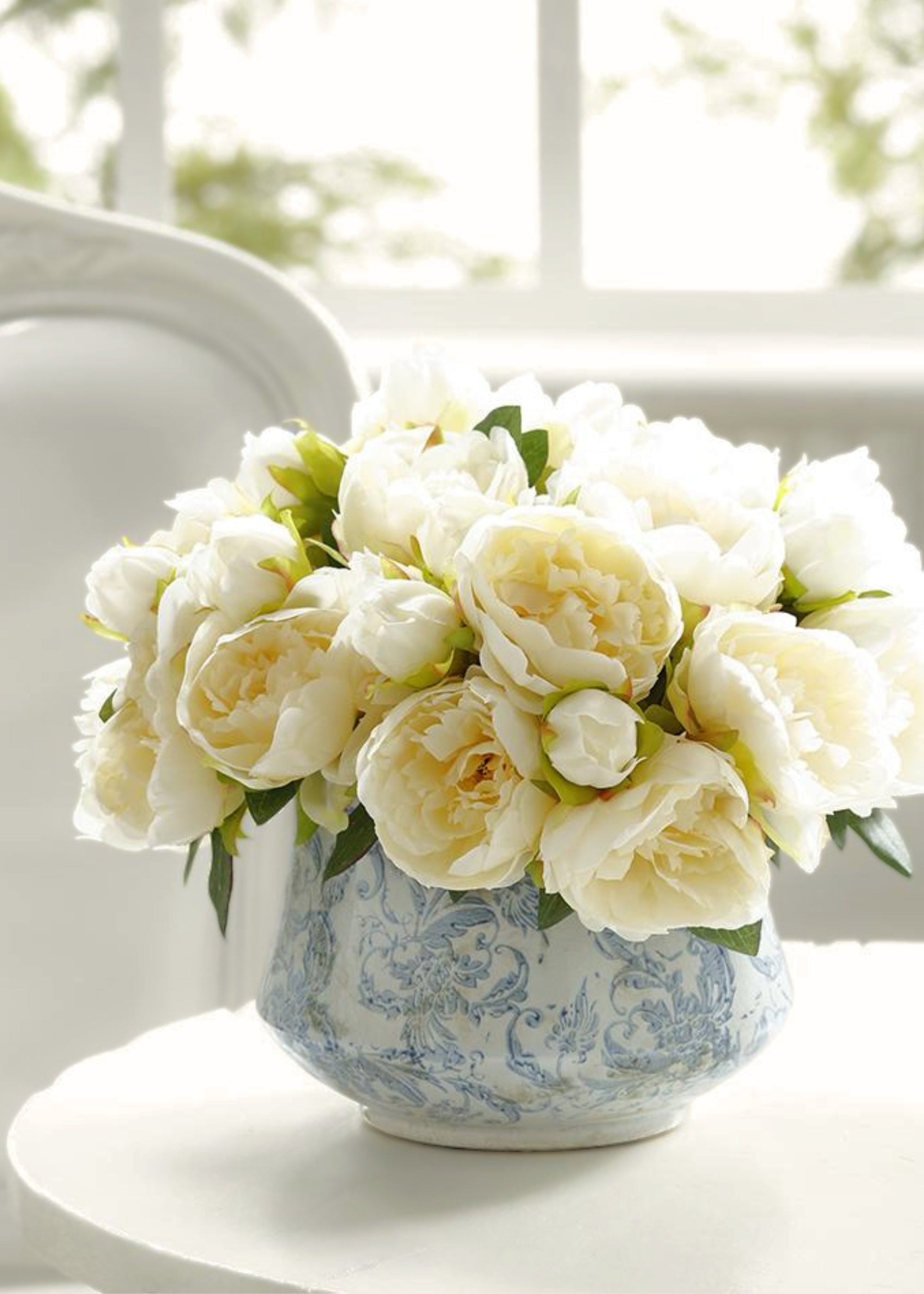 Cream Artificial Peony Bouquet for Table Centerpiece