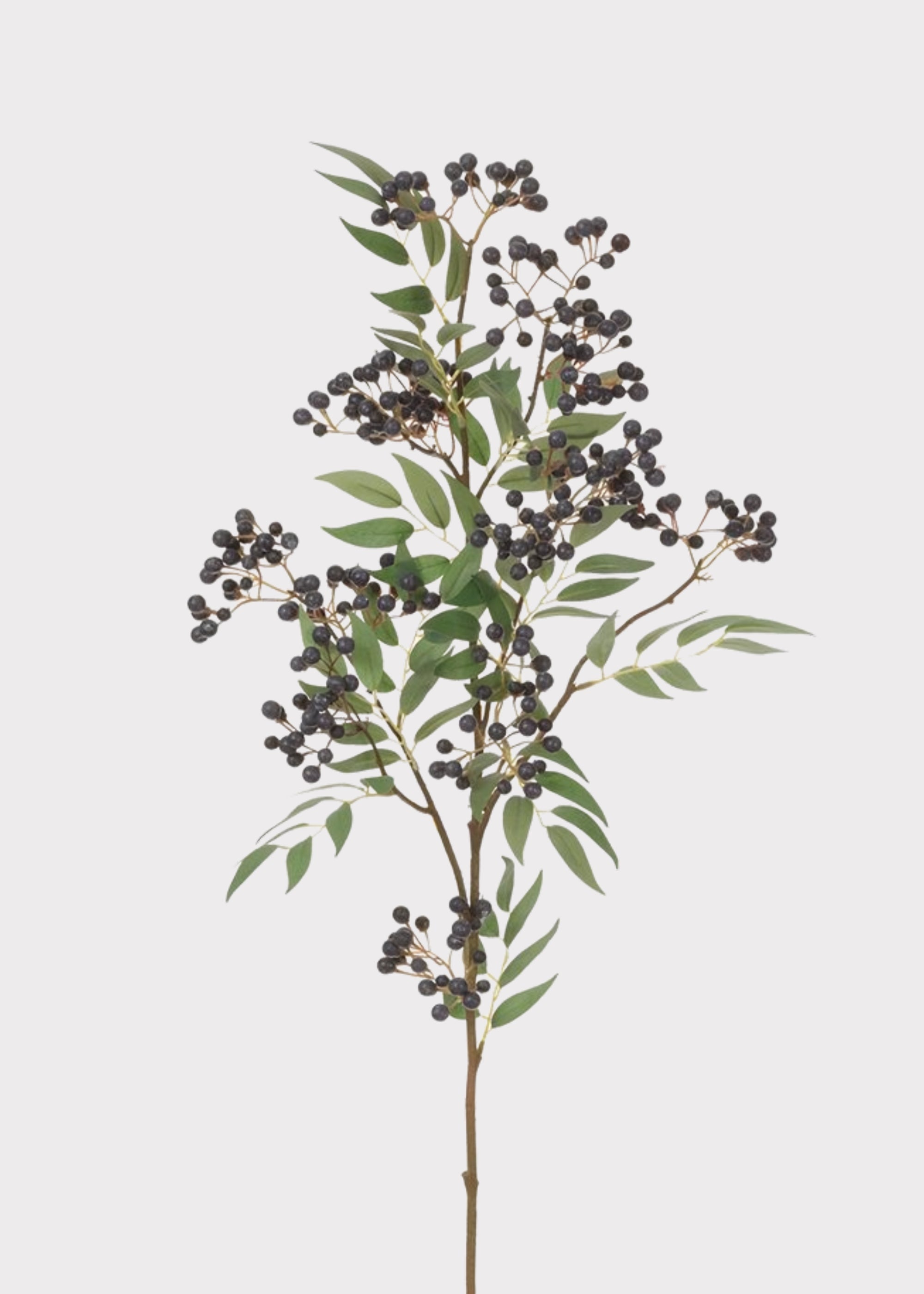 Blue artificial pepperberry branch for holiday greenery