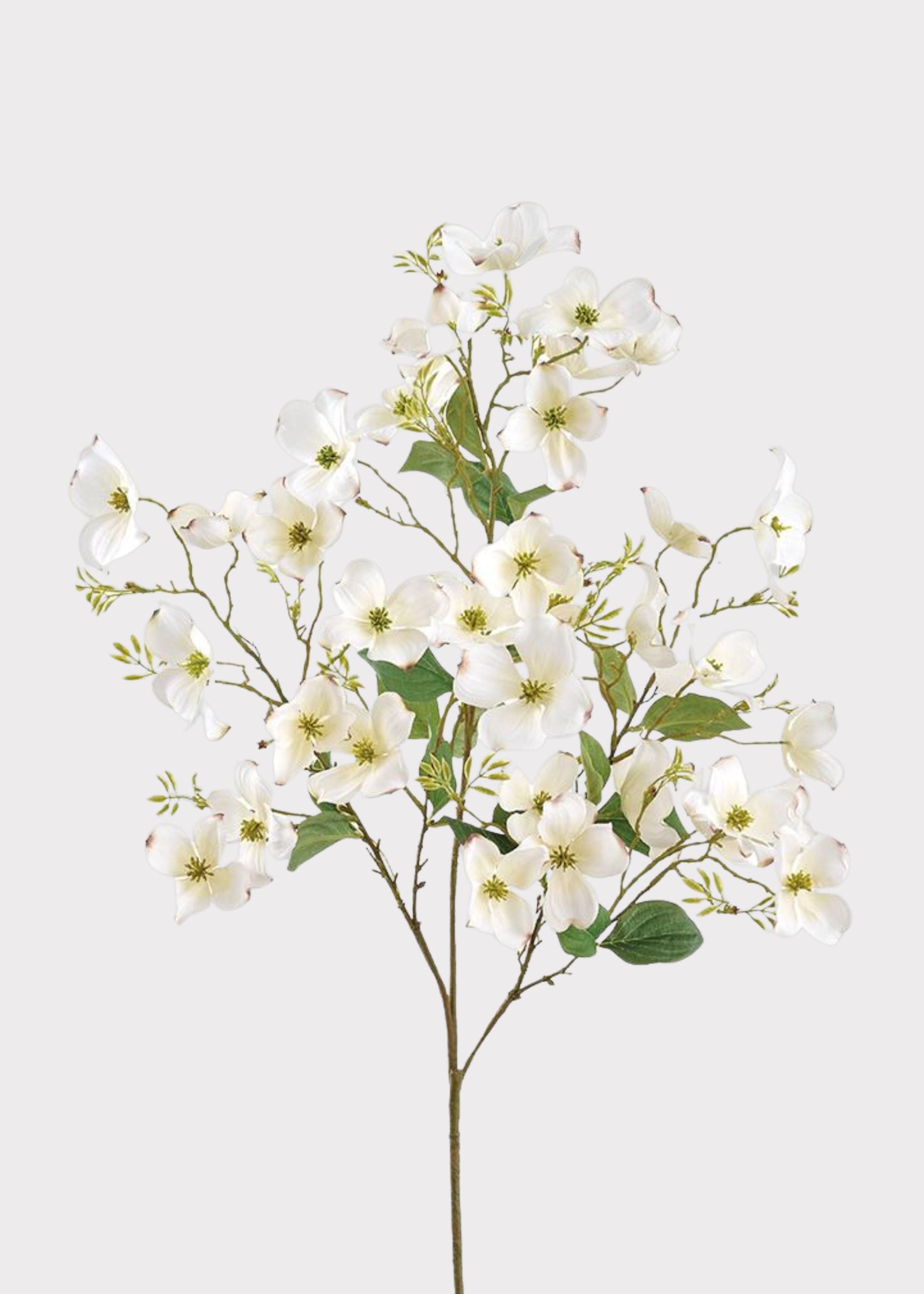 White artificial dogwood flower branch for tall vase decor