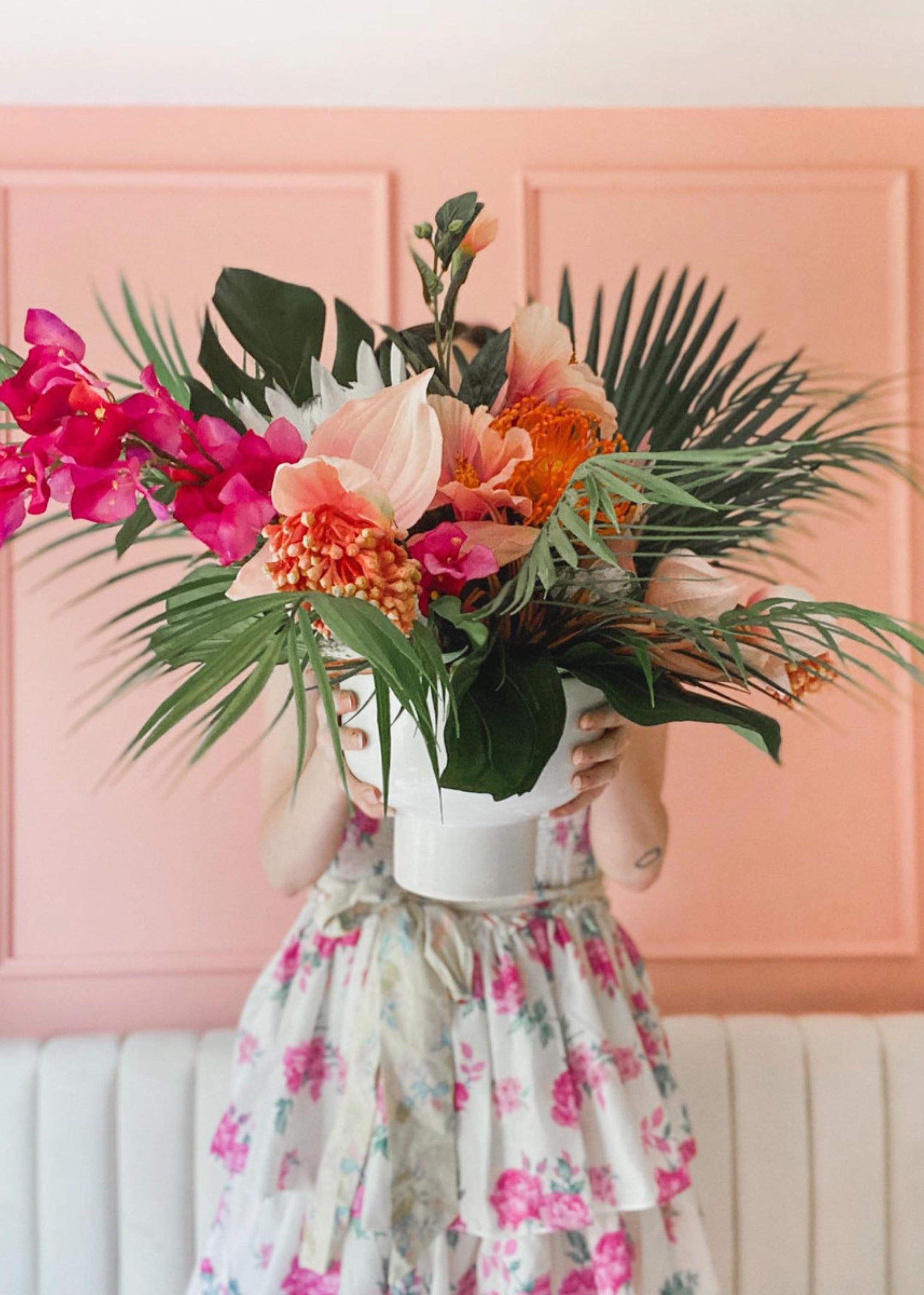 Pink Artificial Hibiscus Stem for Home Decor