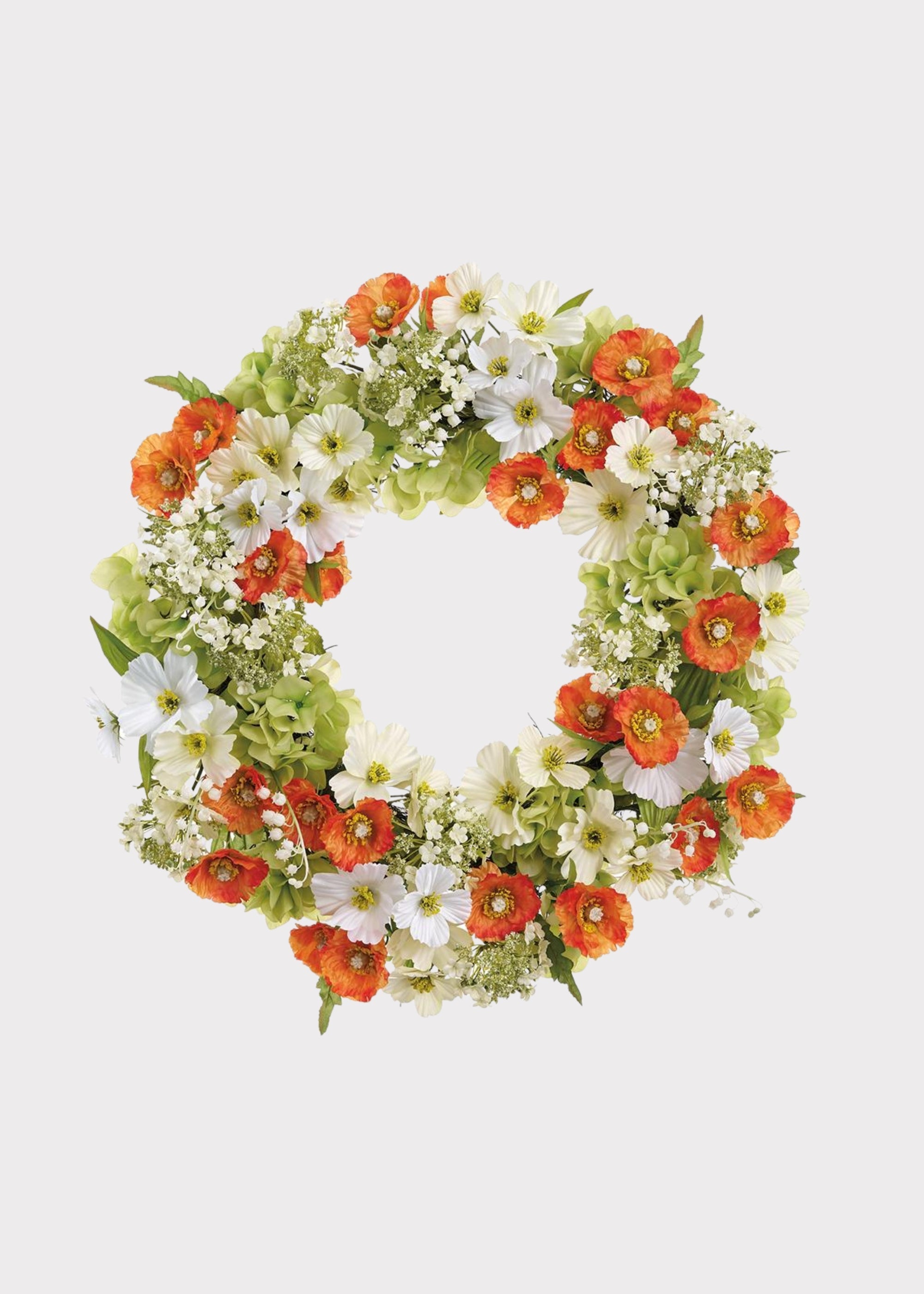 White Artificial Poppy Wreath for Vase Styling