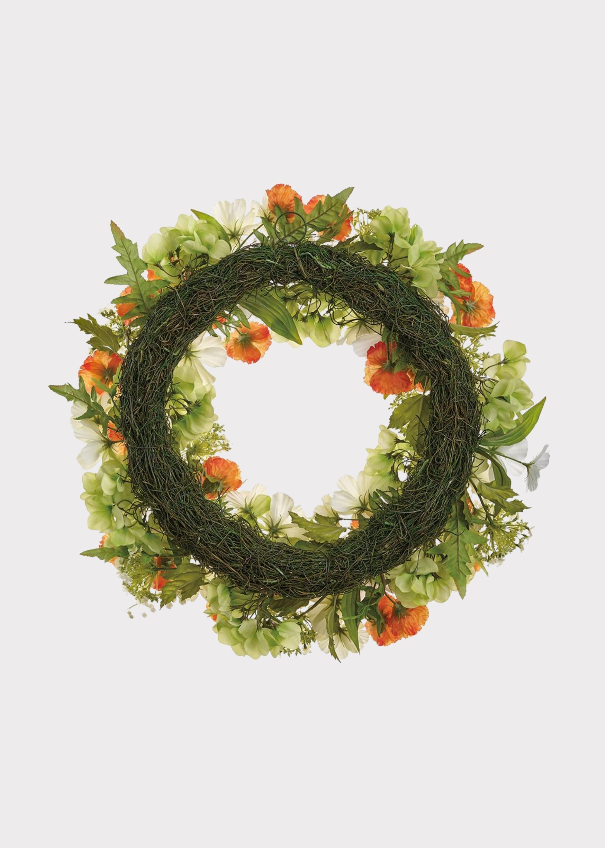White Artificial Poppy Wreath for Home Decor