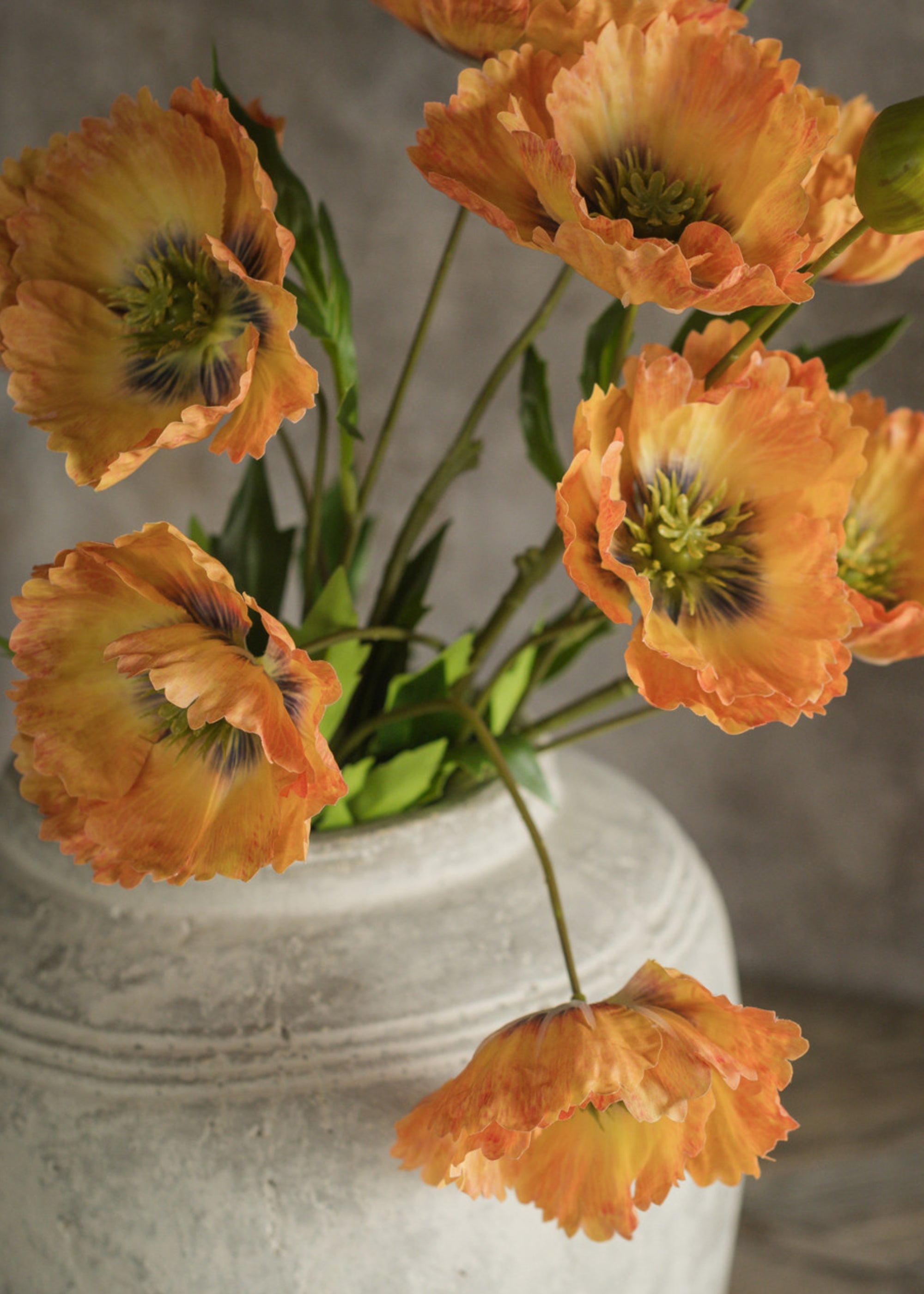 Orange Artificial Poppy Stem for Home Decor