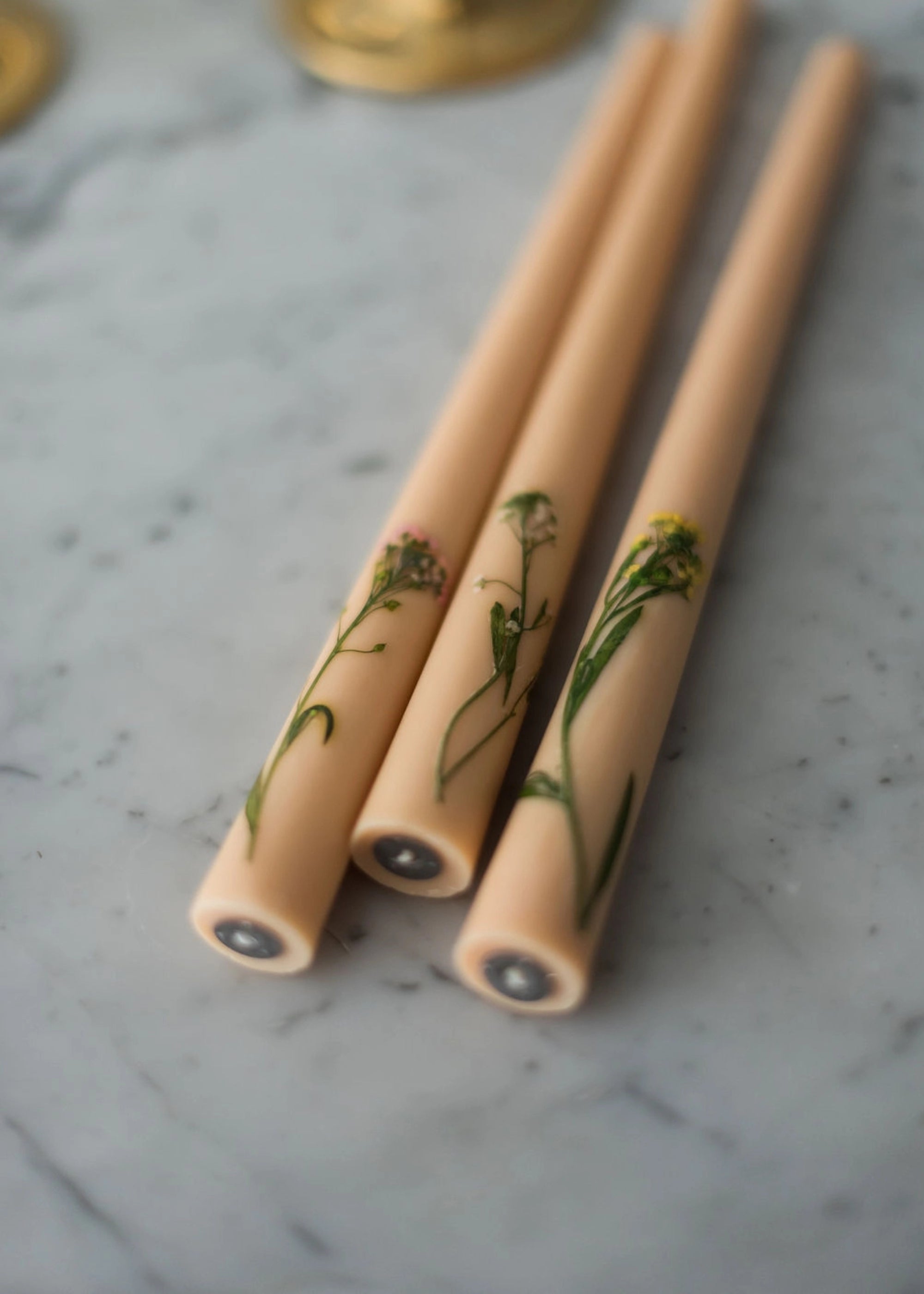 Set Handcrafted Beeswax Taper Candles for Wedding Decor