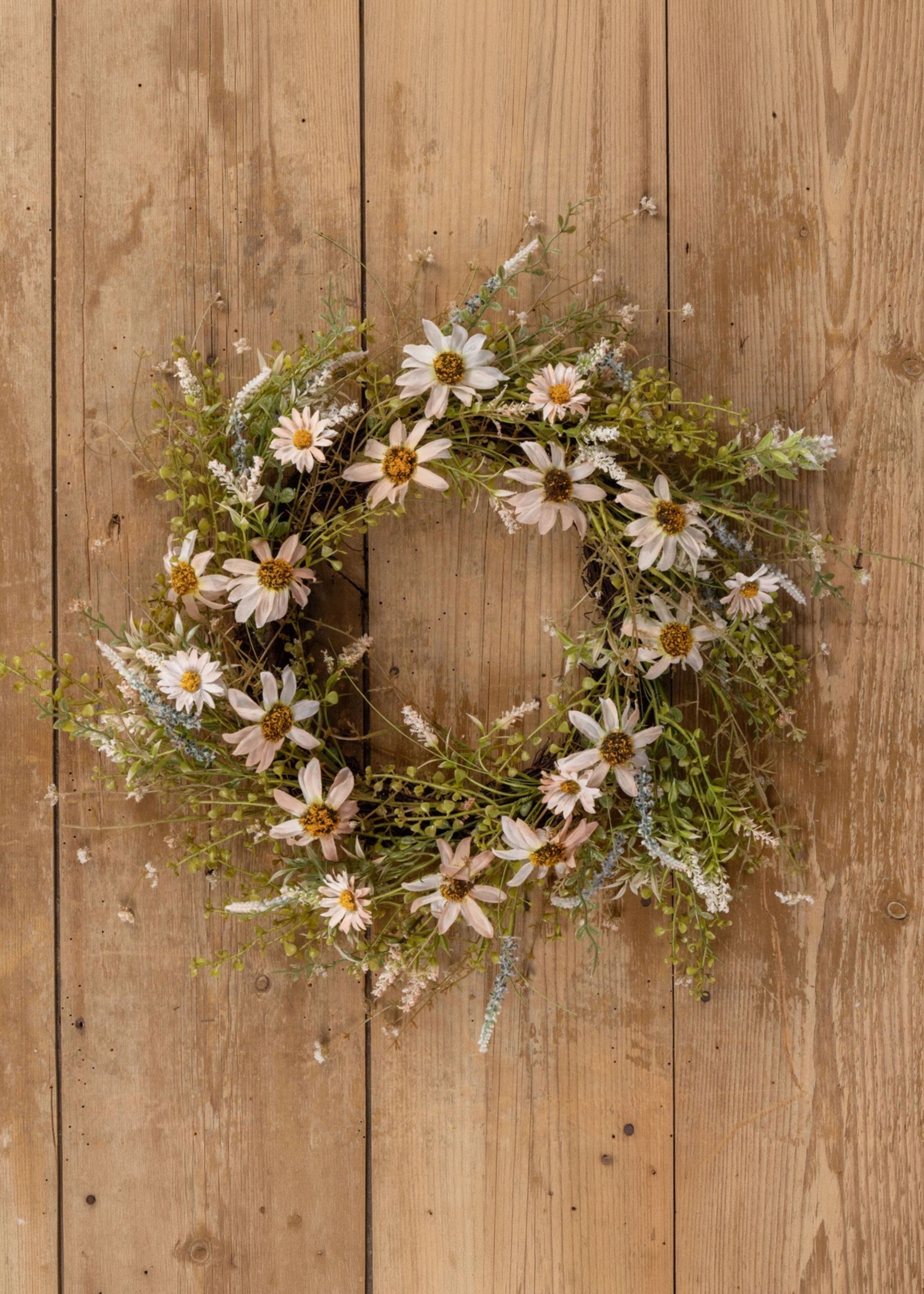 Pink Artificial Pale Pink Wildflower Wreath for Home Decor