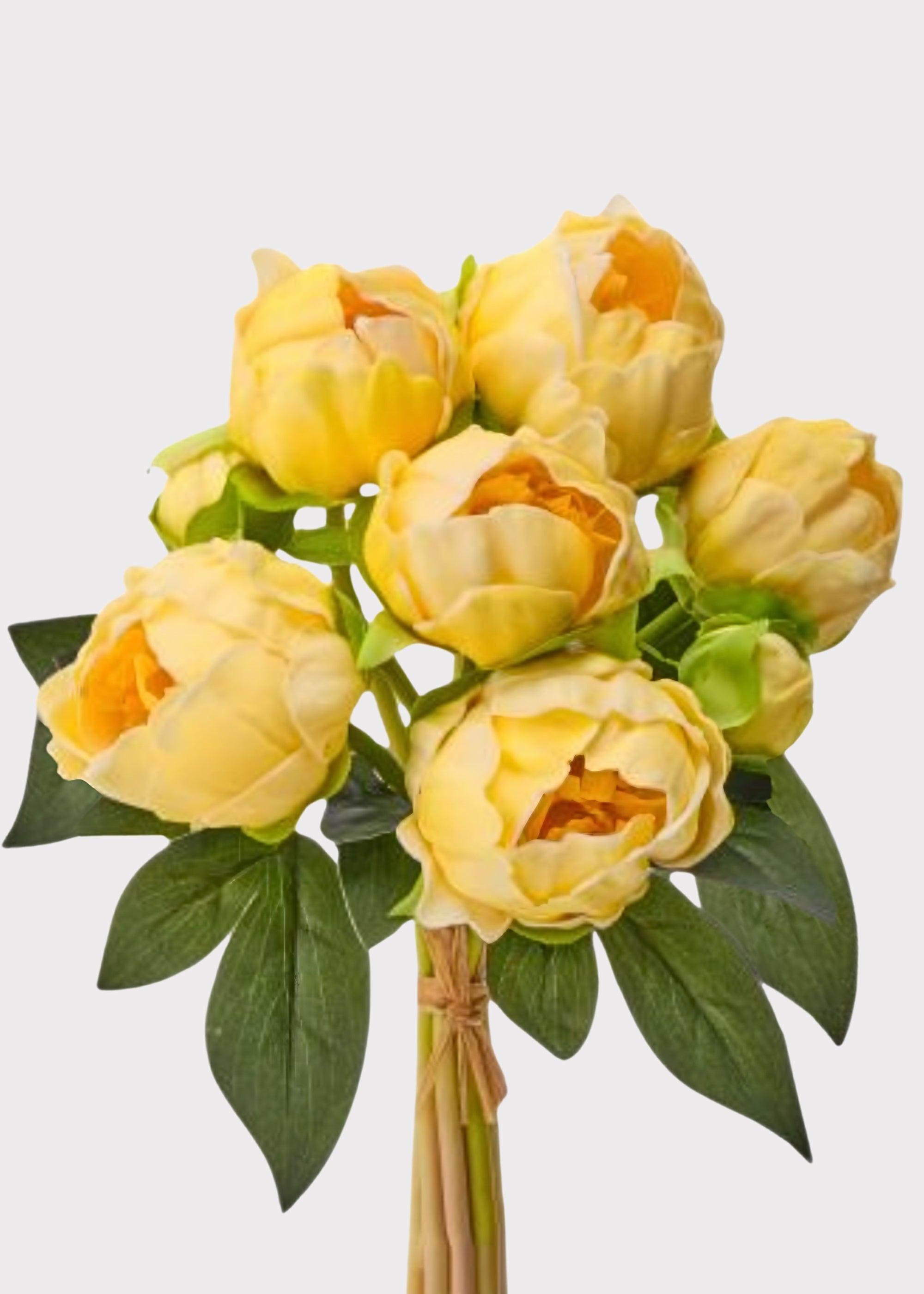 Yellow Real Touch Artificial Peony Bundle for Home Decor