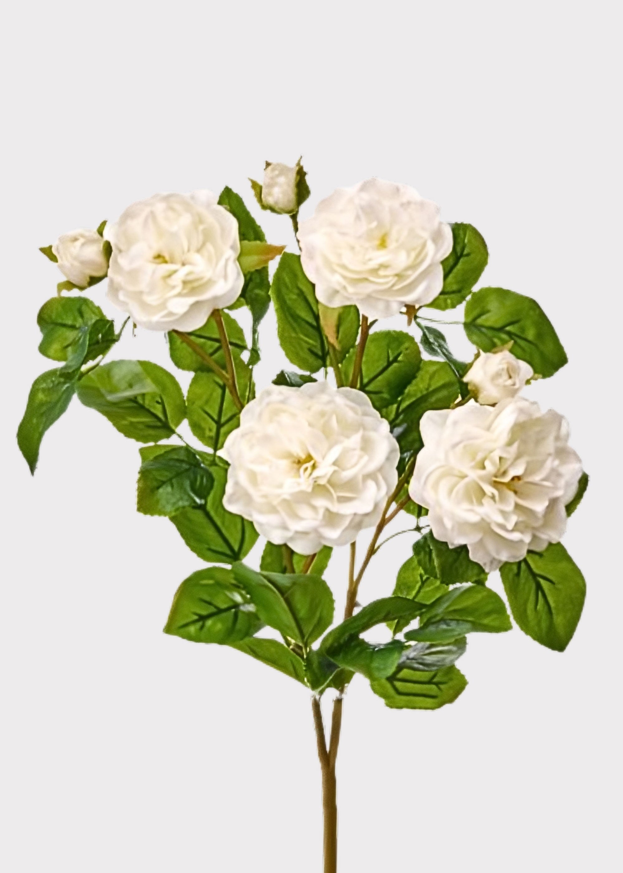 White Real Touch Artificial Rose Bush for Vase Styling