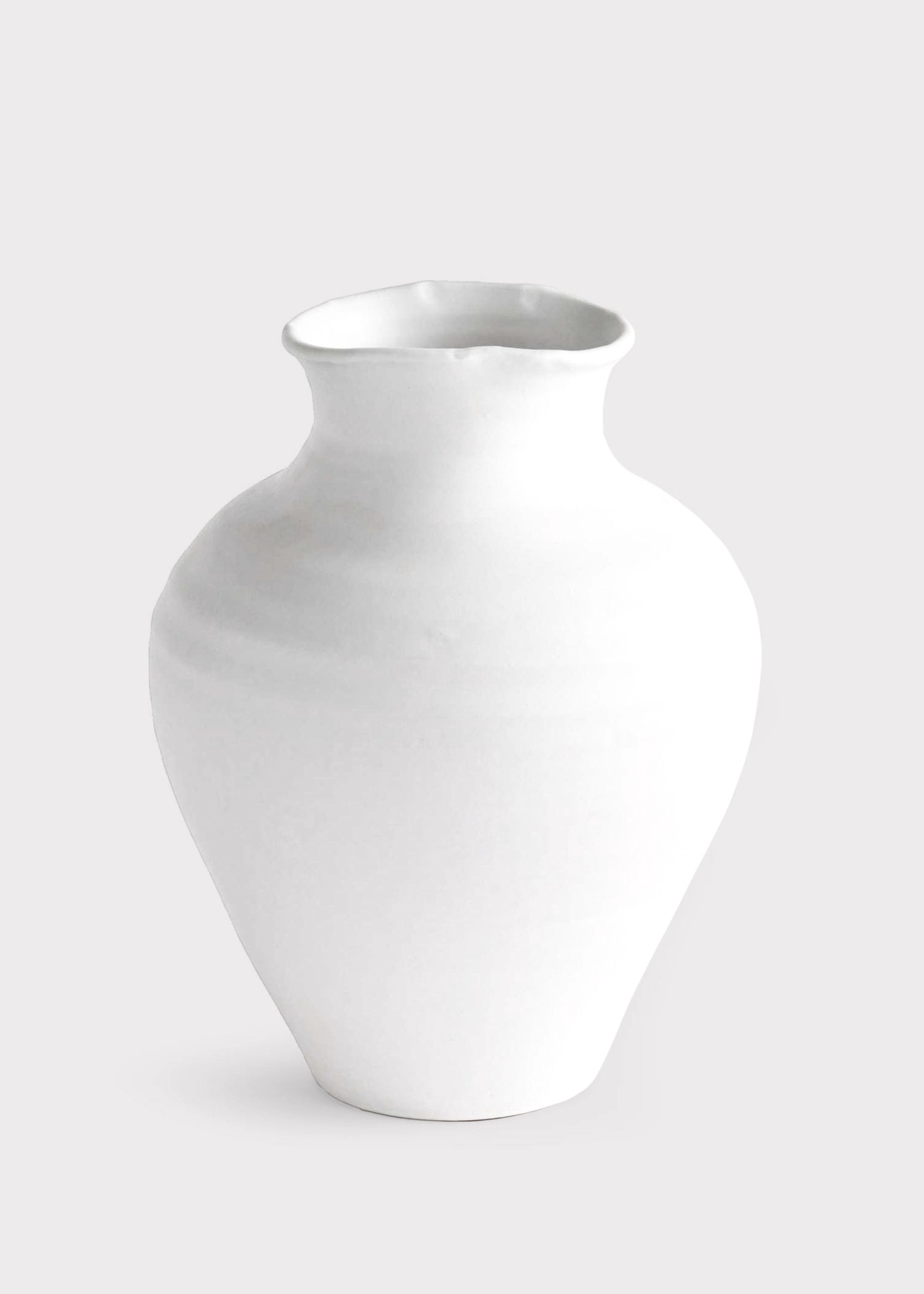 White Handmade Terra Cotta Vase for Vase Styling