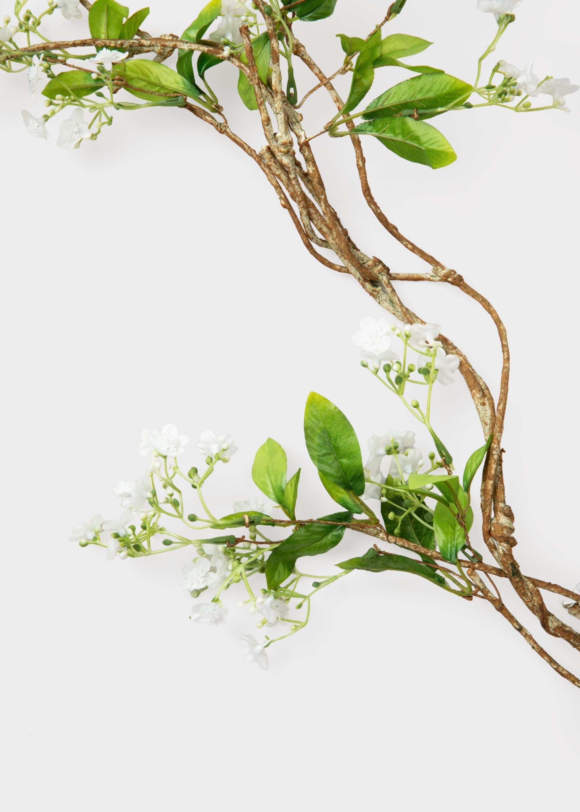 White Artificial and Green Blooming Garland for Home Decor