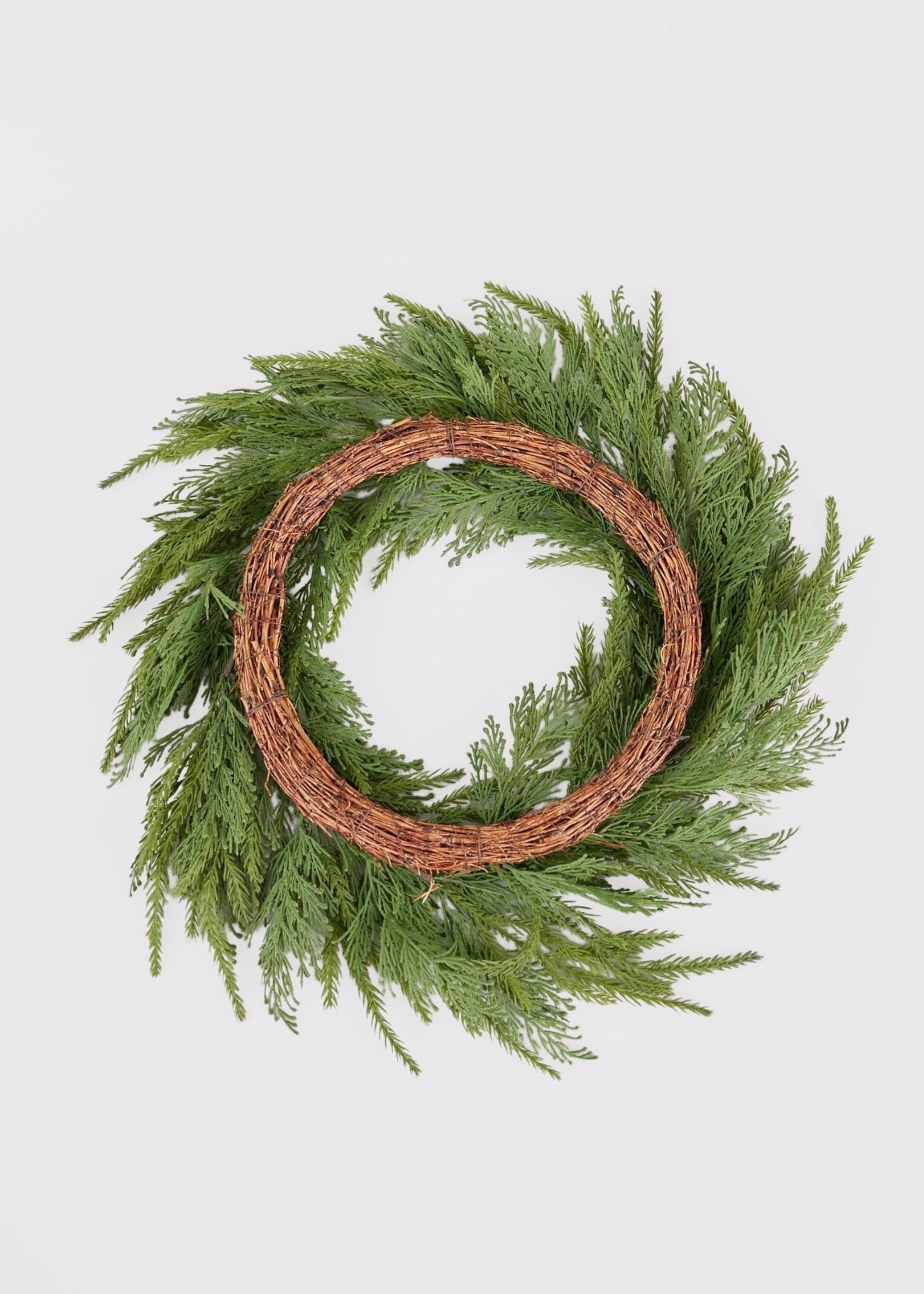 Green Artificial Cedar Wreath for Table Centerpiece