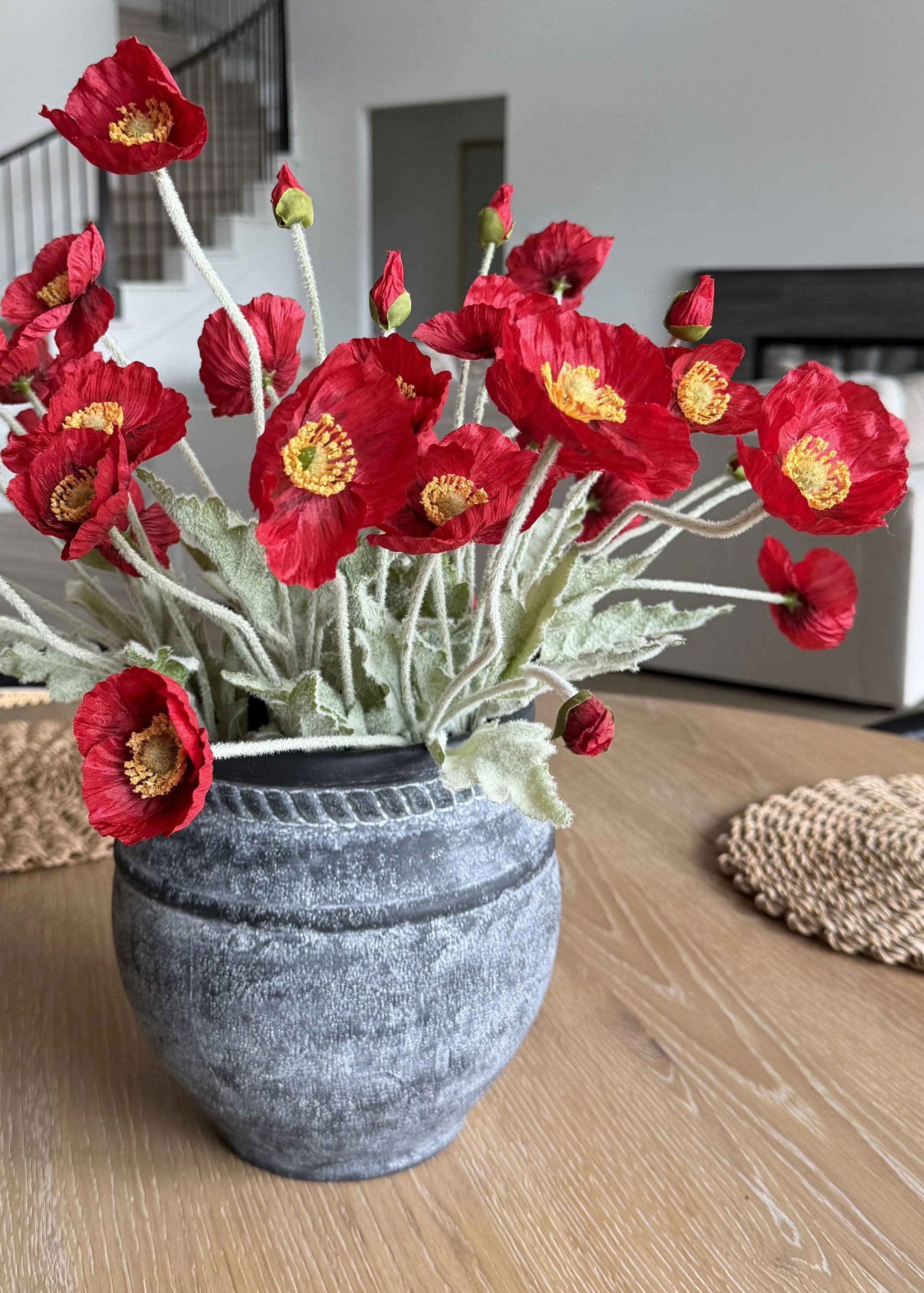 Red Artificial Poppy Spray for Home Decor