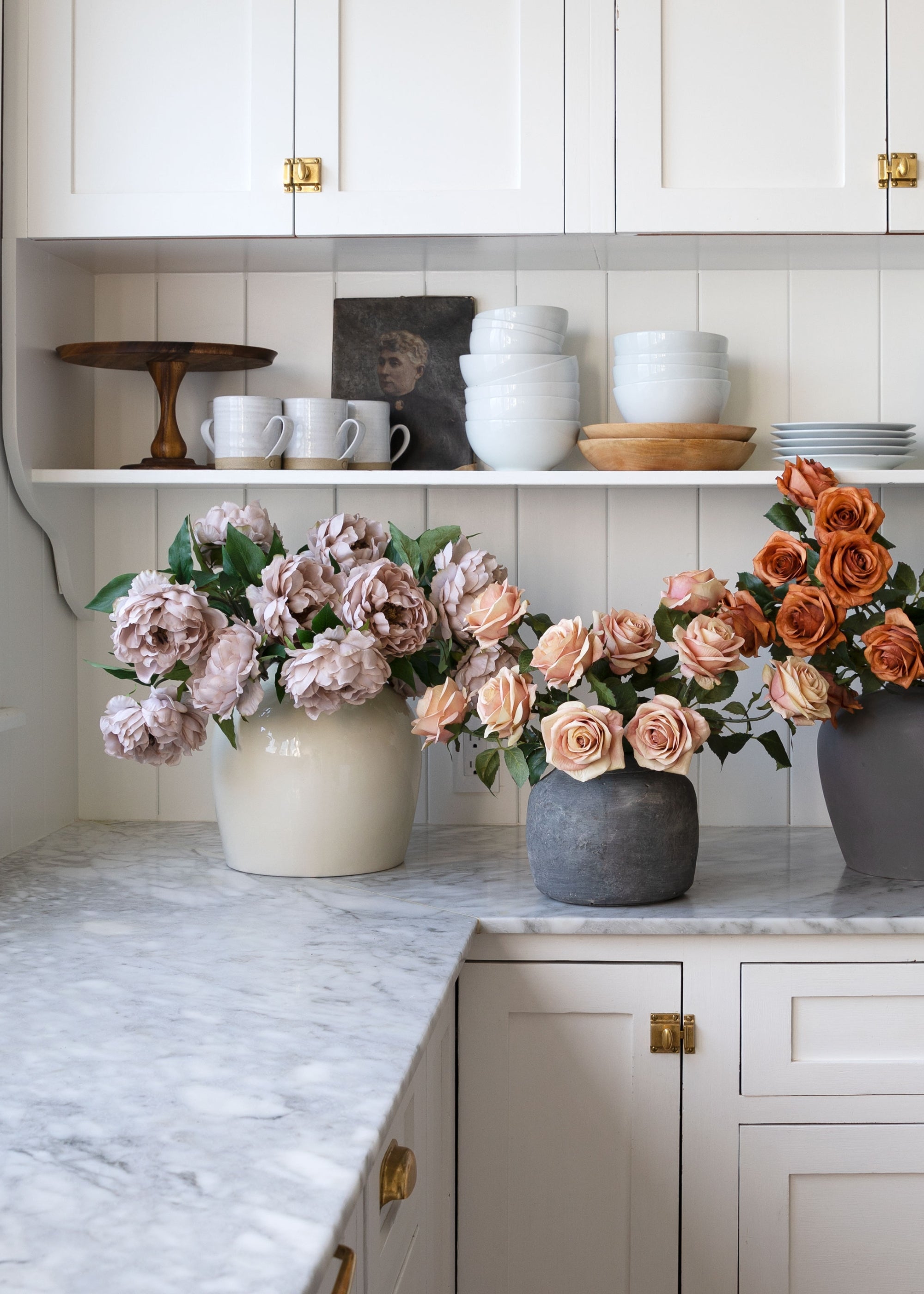 Beige Artificial Peony Stem for Entryway Arrangement