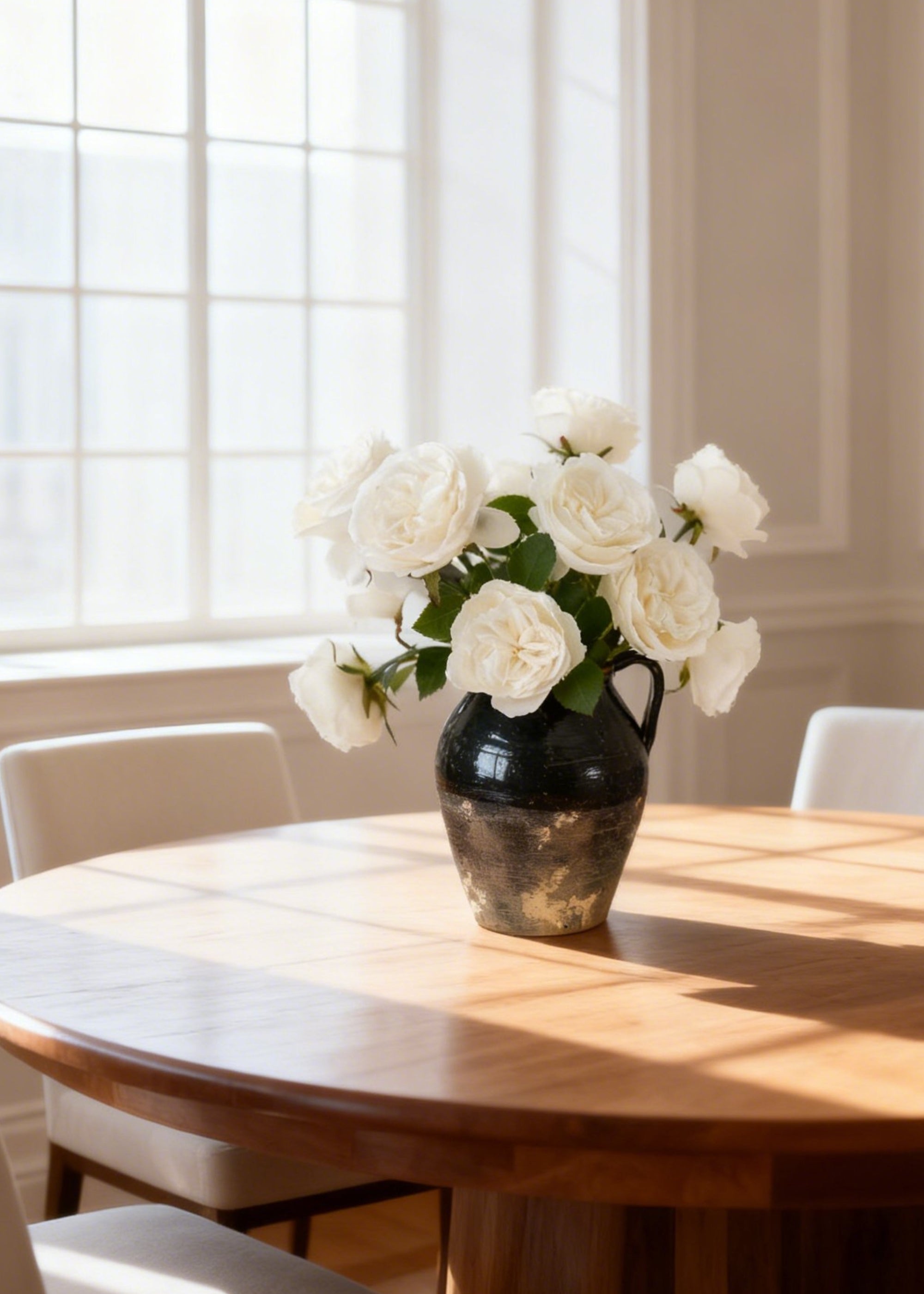 White Artificial Rose Stem for Table Centerpiece