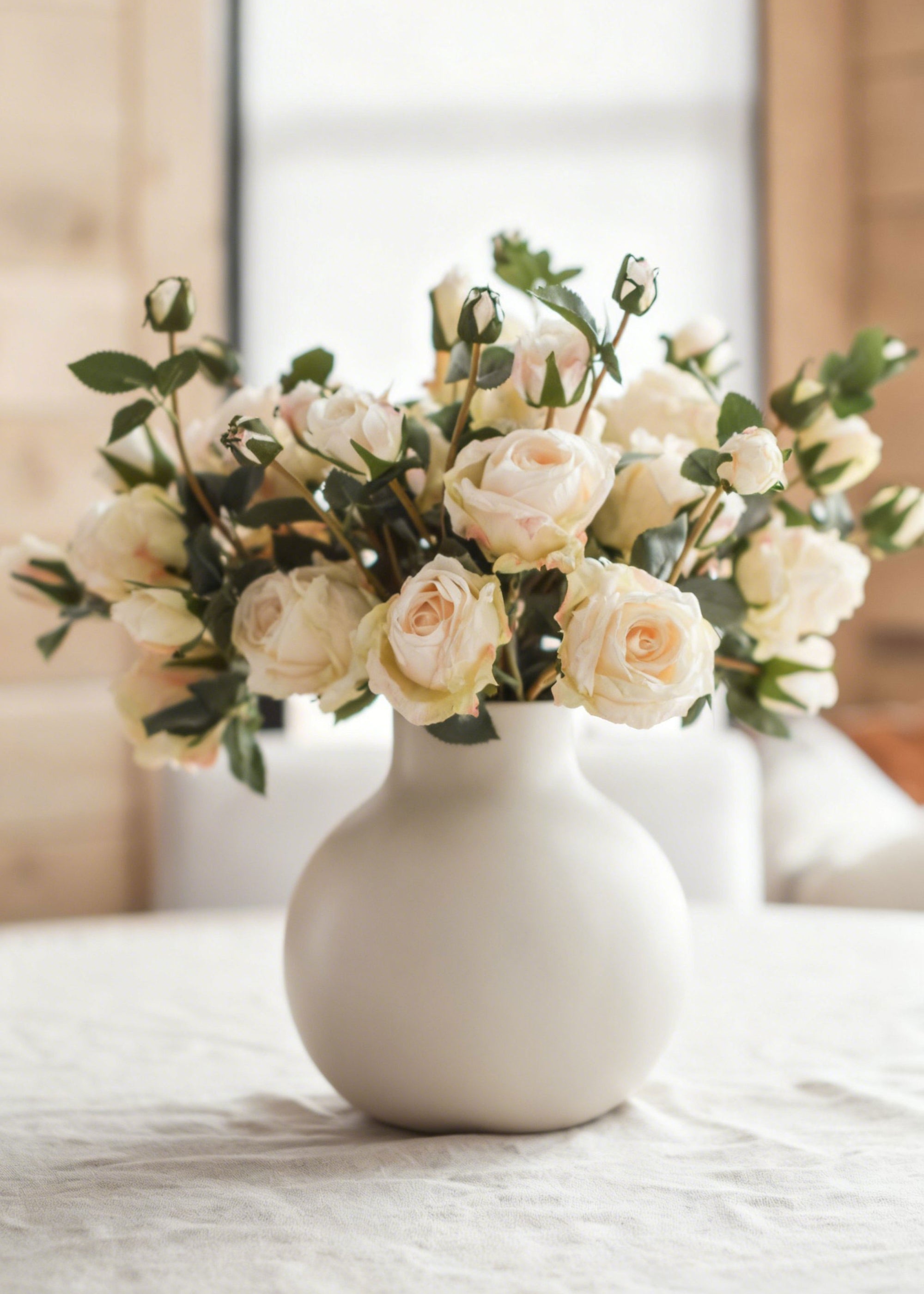 Cream Artificial Rose Stem for Vase Styling