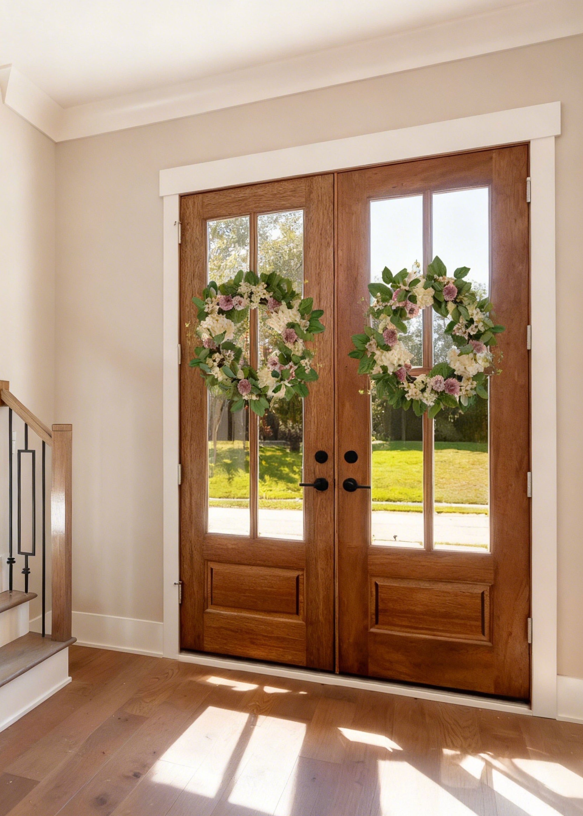 Cream Artificial Dahlia Wreath for Entryway Arrangement