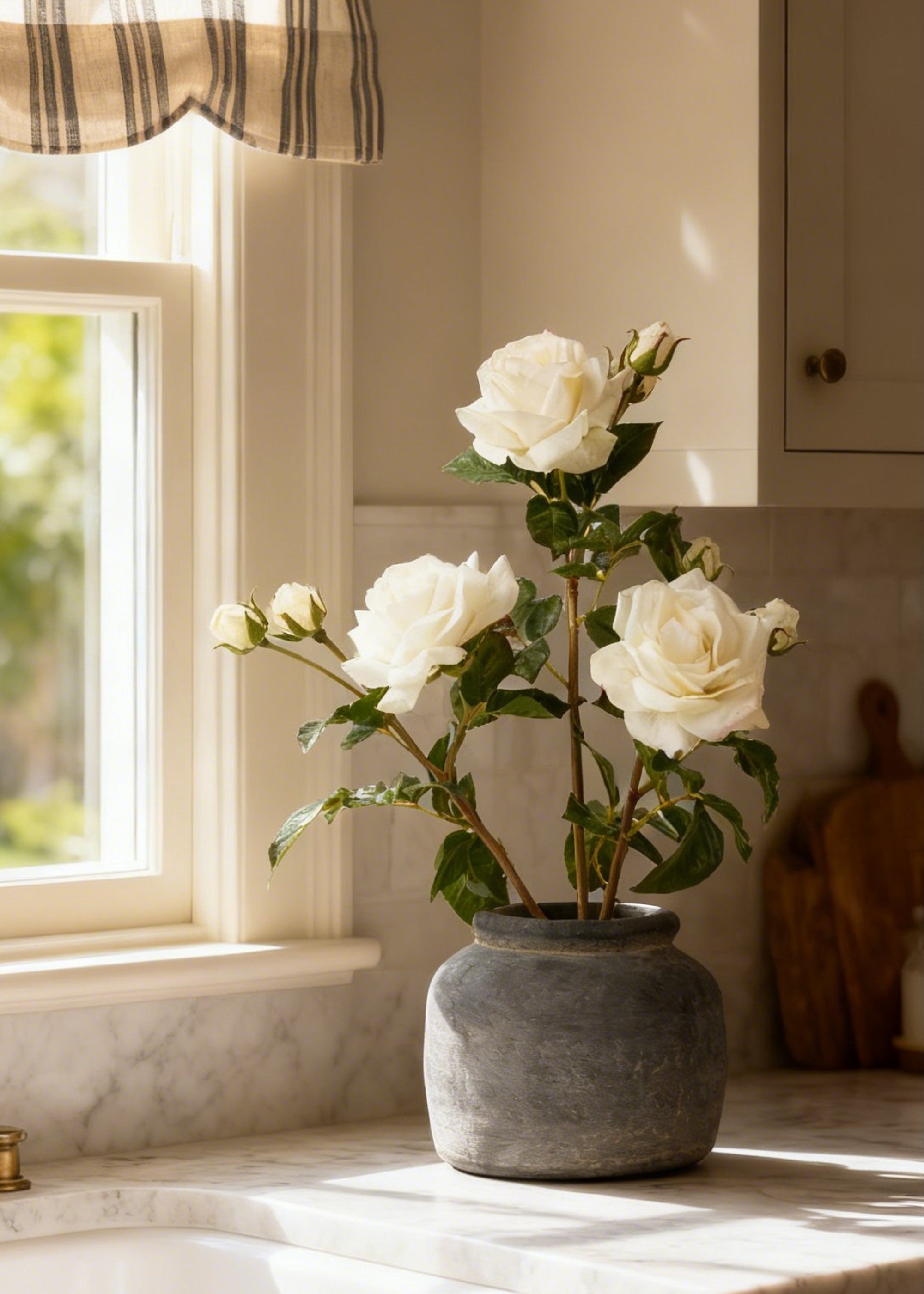 Cream Real Touch Artificial Rose Bundle for Entryway Arrangement