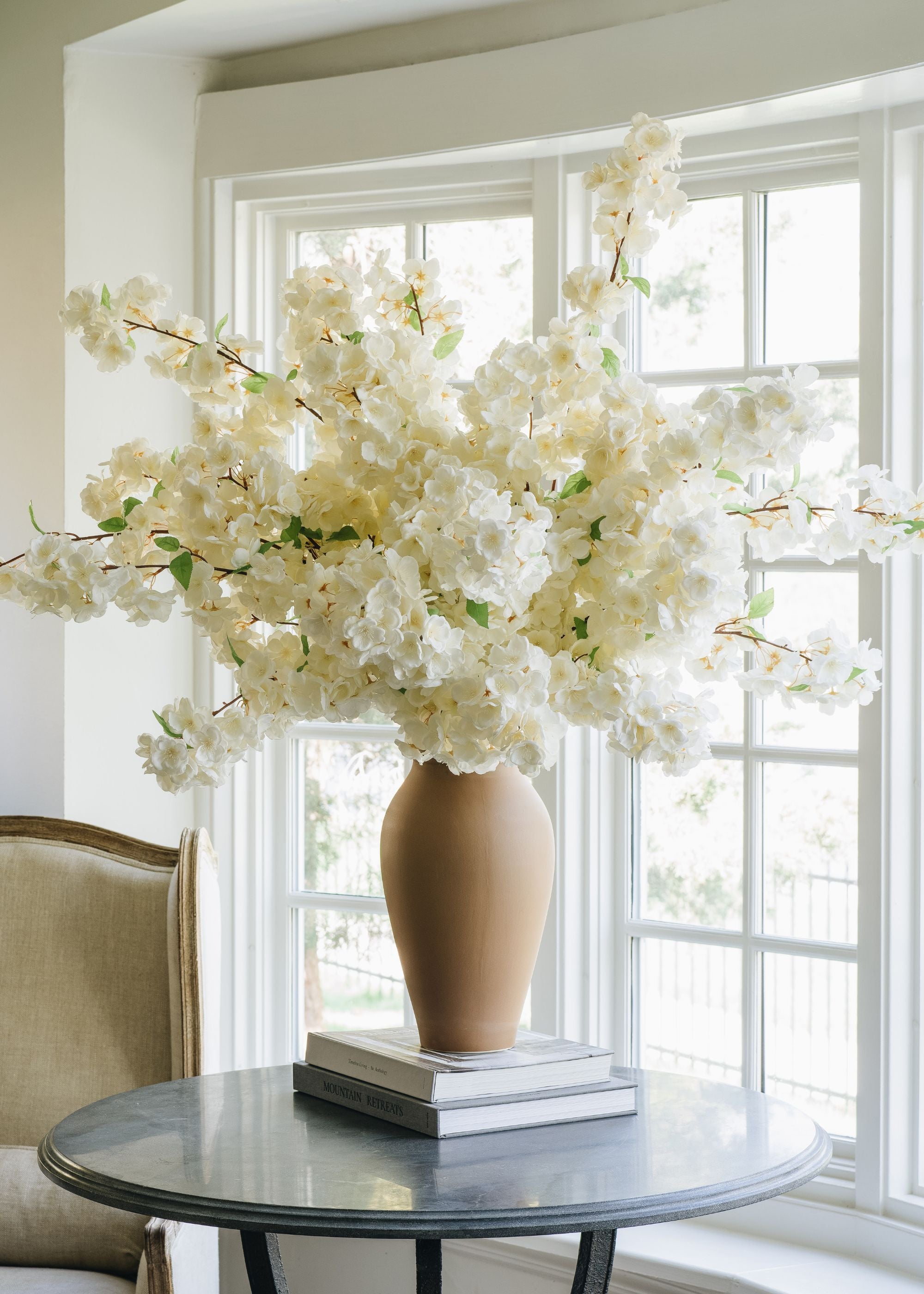 White Artificial Cherry Blossom Stem for Vase Styling