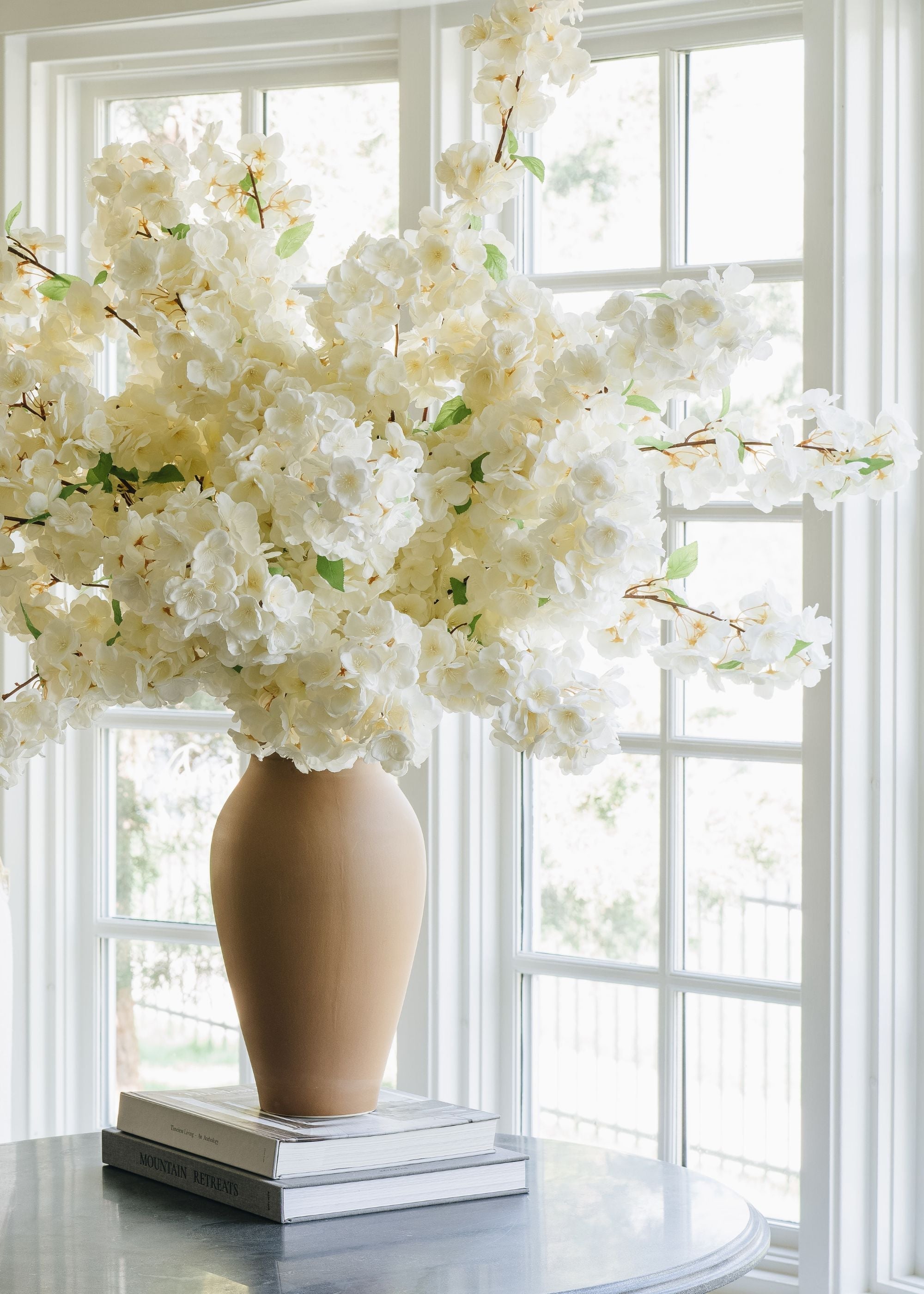 White Artificial Cherry Blossom Stem for Wedding Decor