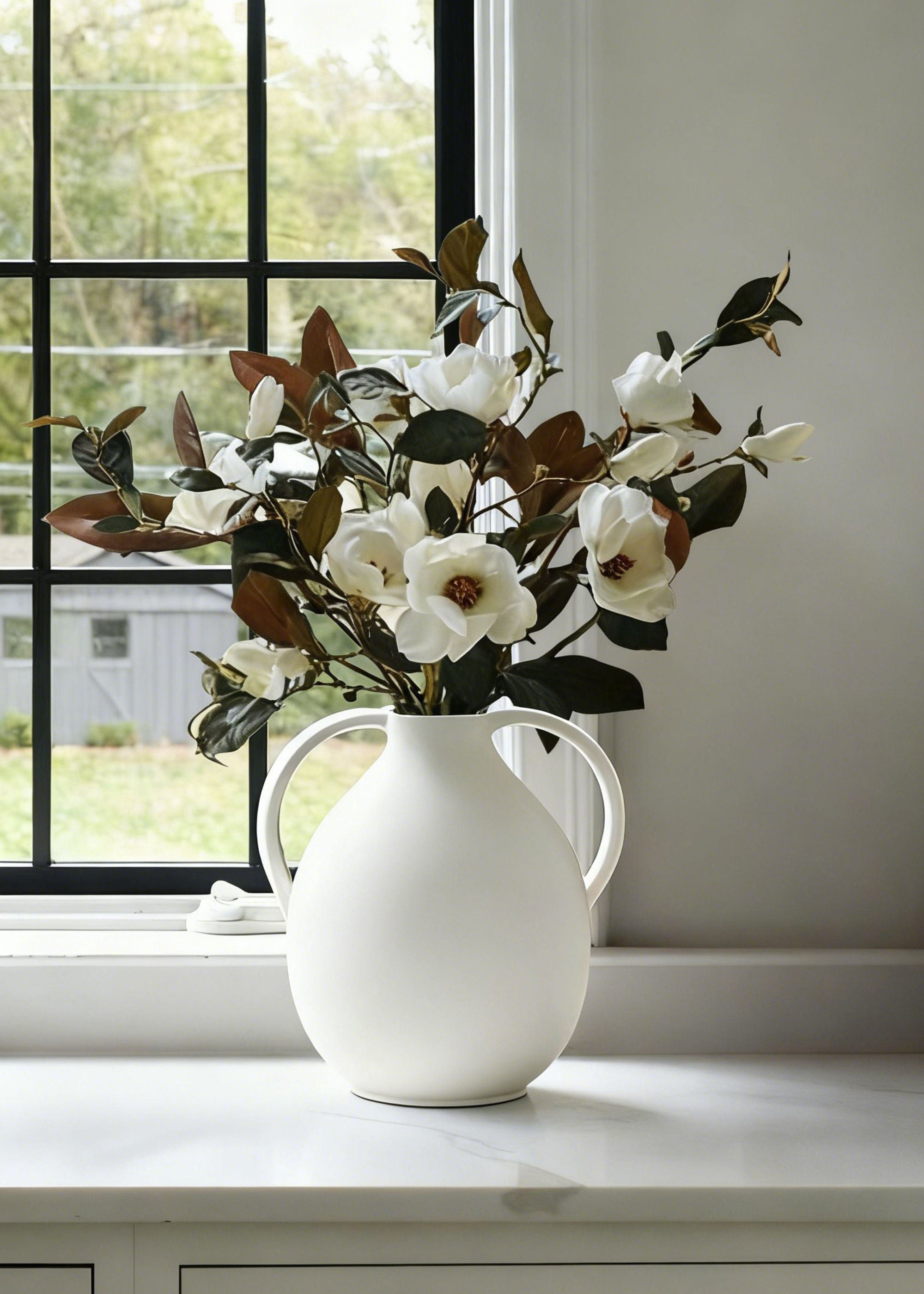 White Artificial Magnolia Stem for Home Decor