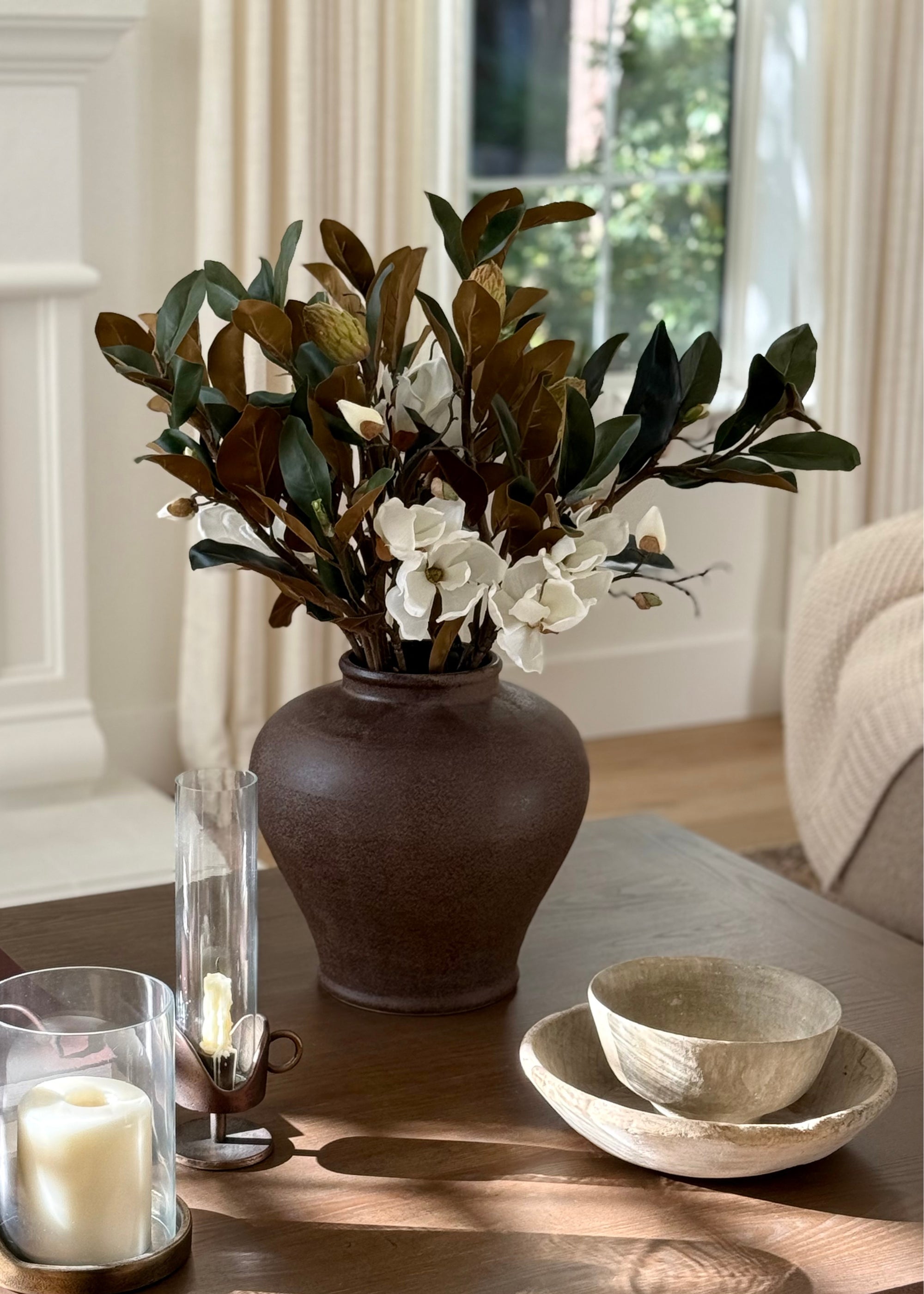 Brown Large Stoneware Table Vase for Home Decor