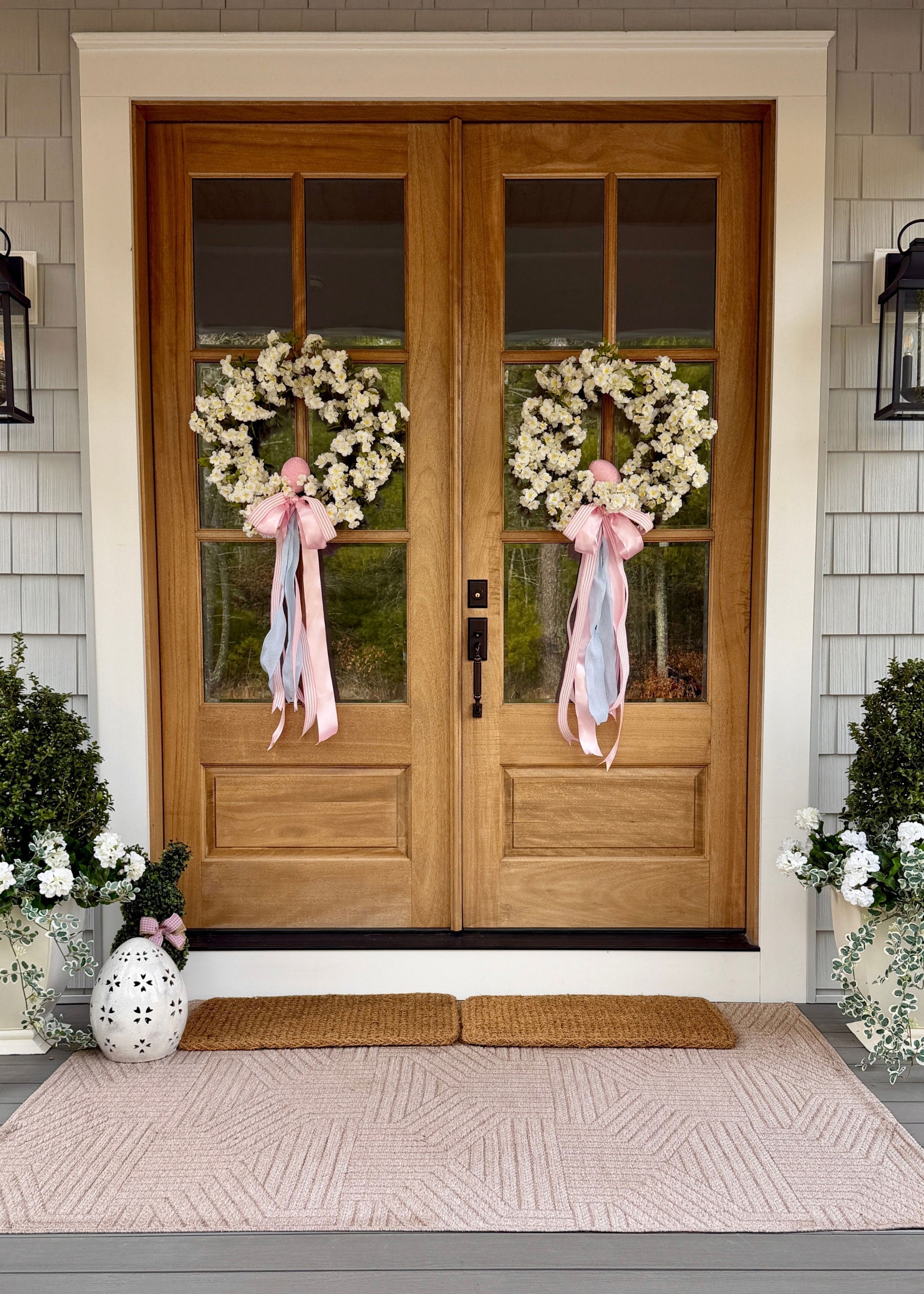 White Artificial Cherry Blossom Wreath for Table Centerpiece