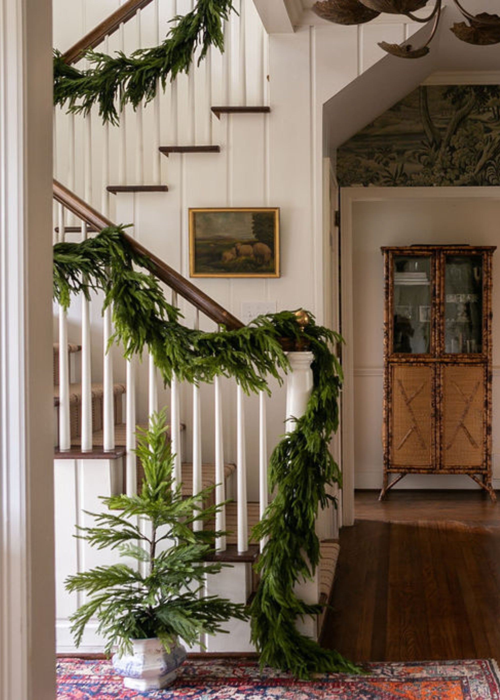 Full faux greenery garland for Christmas table styling