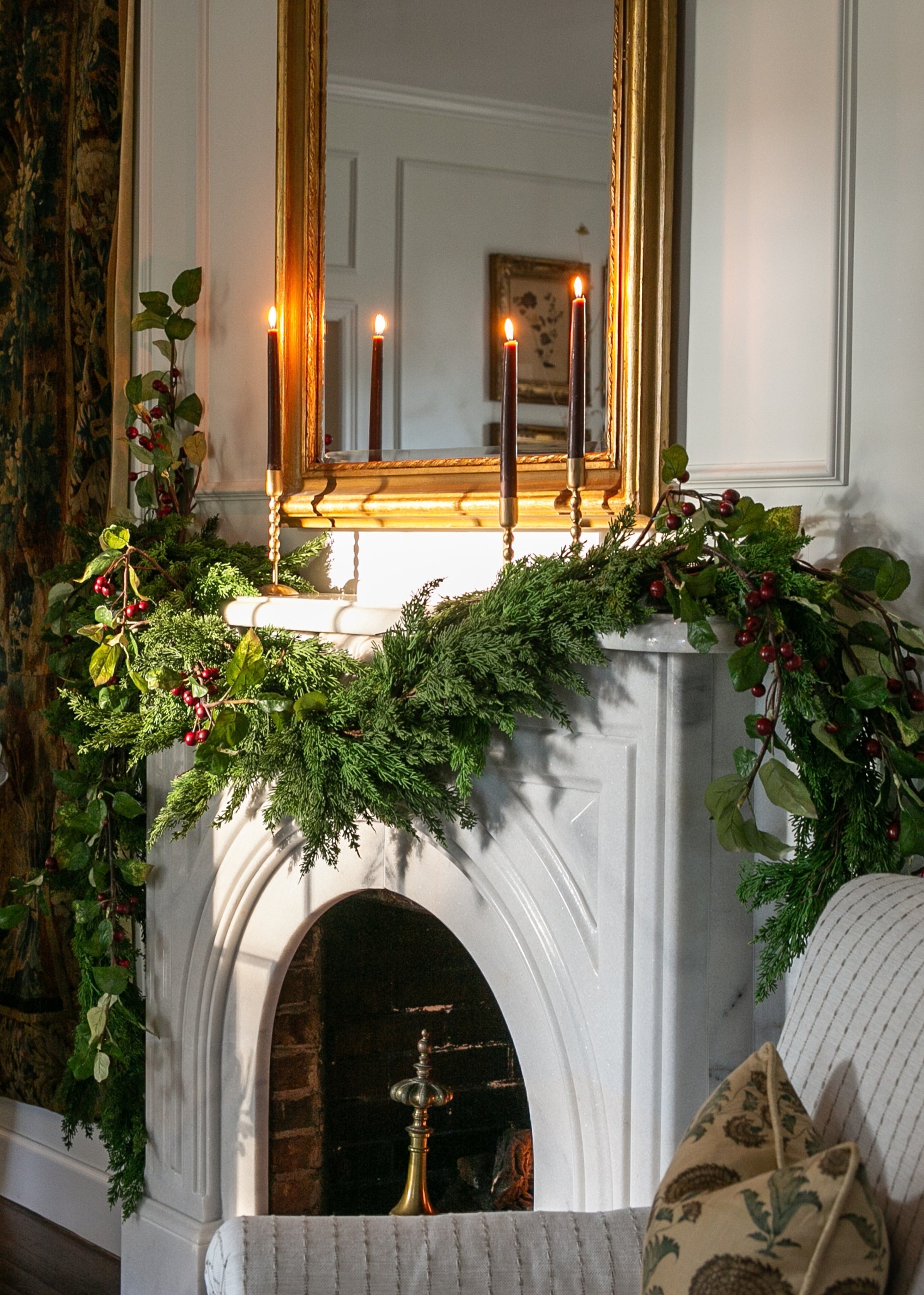 Green Artificial Cedar Garland for Table Centerpiece