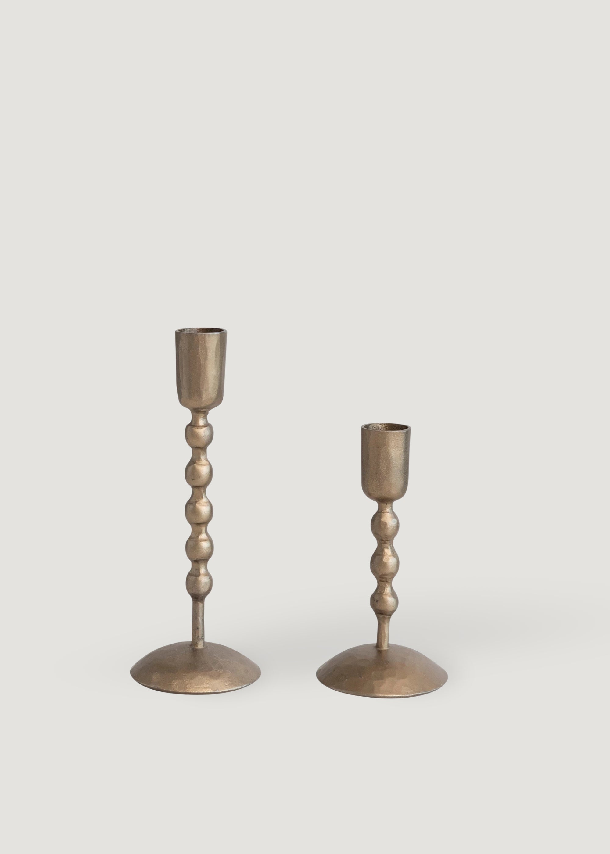 Metallic Set Antique Brass Metal Taper Candle Holders for Vase Styling