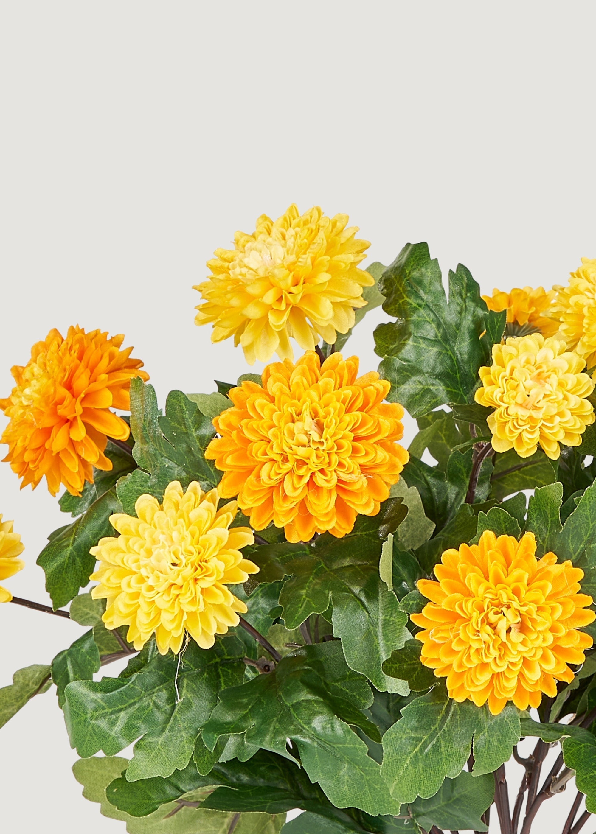 Yellow Artificial Mum Bush for Home Decor