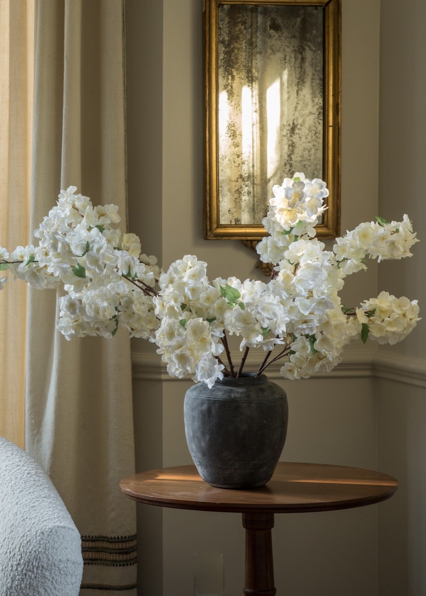 White Artificial Cherry Blossom Stem for Vase Styling