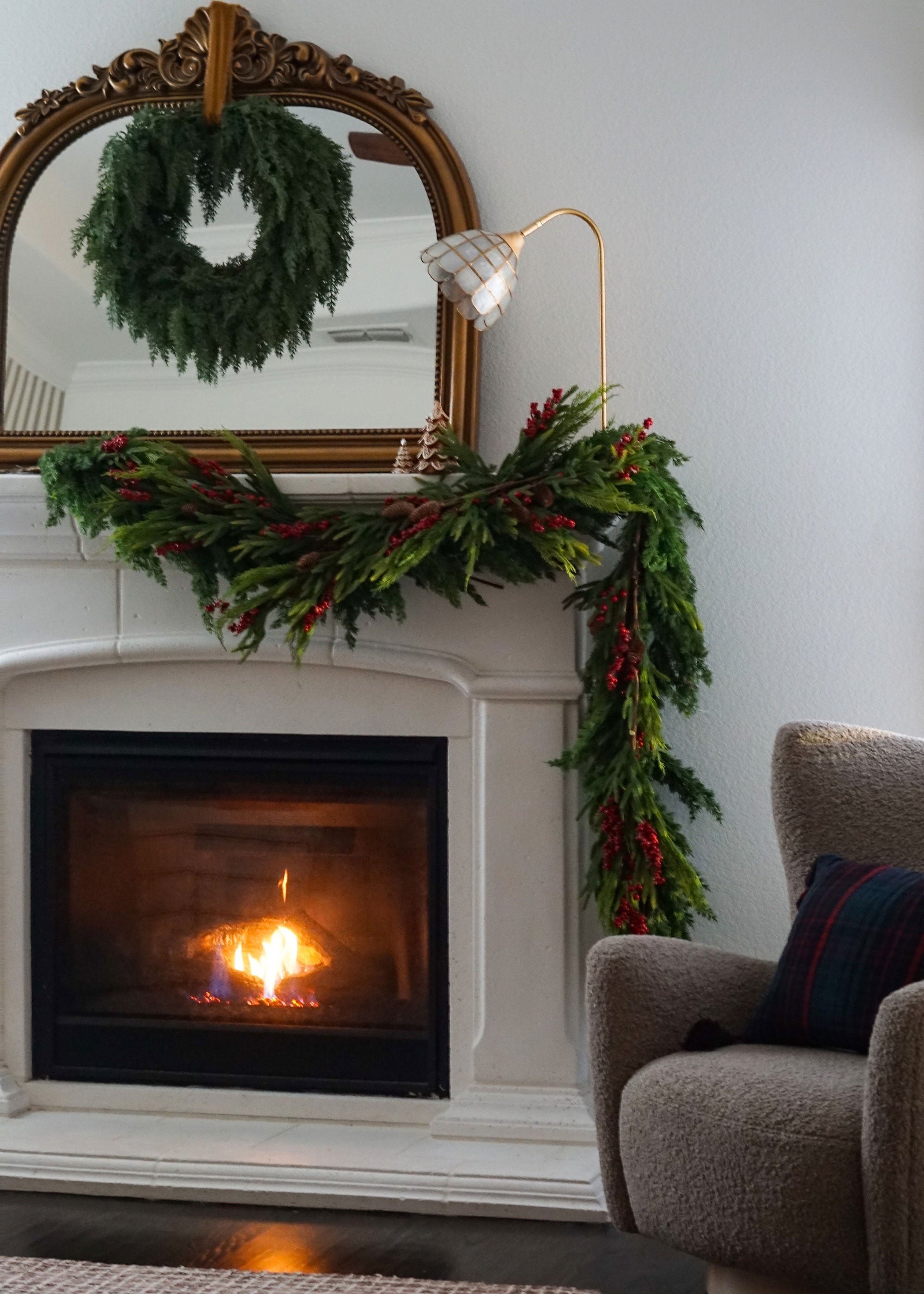 Red Artificial Pine Branch for Entryway Arrangement