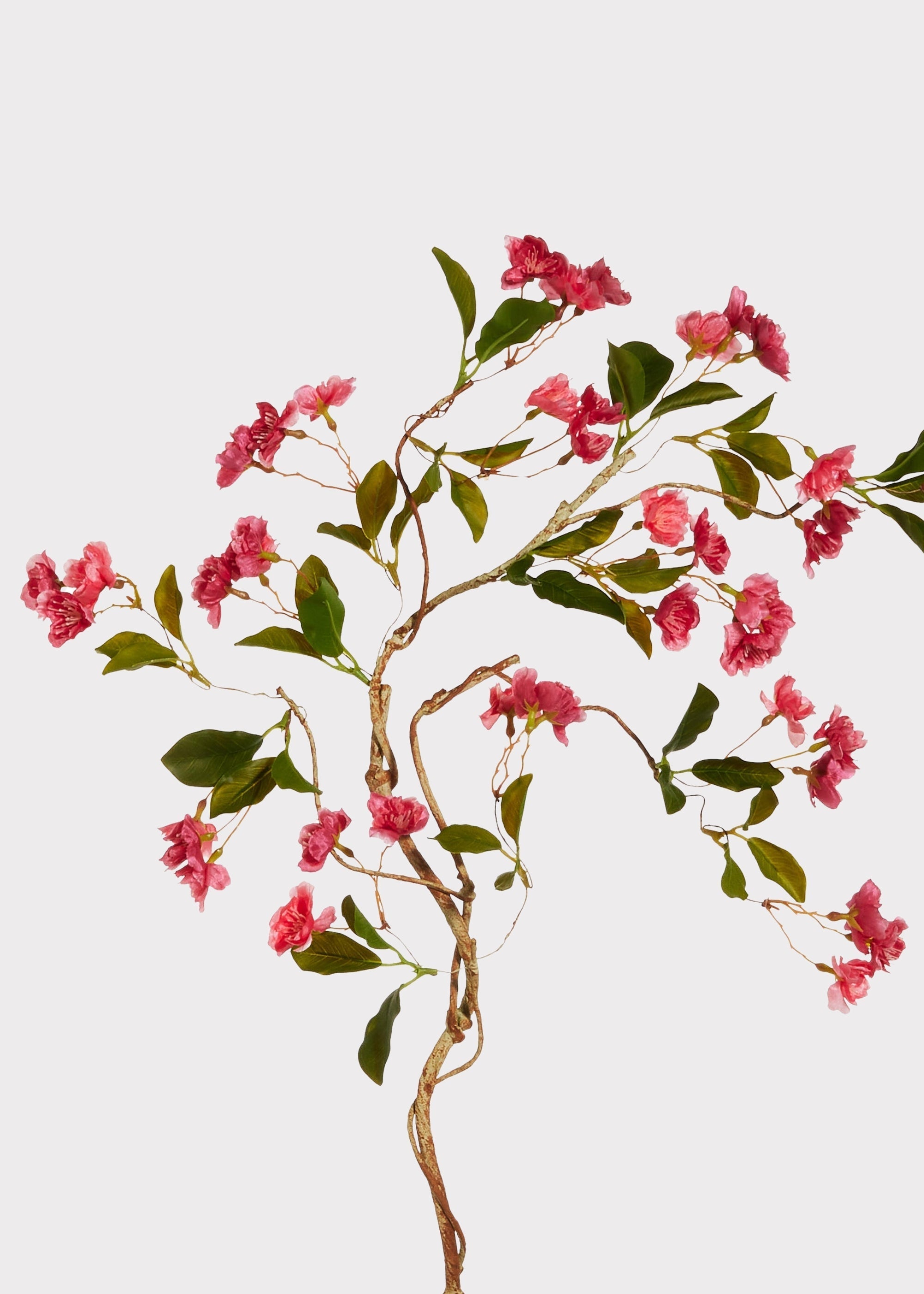 Pink artificial cherry blossom branch for spring vase decor